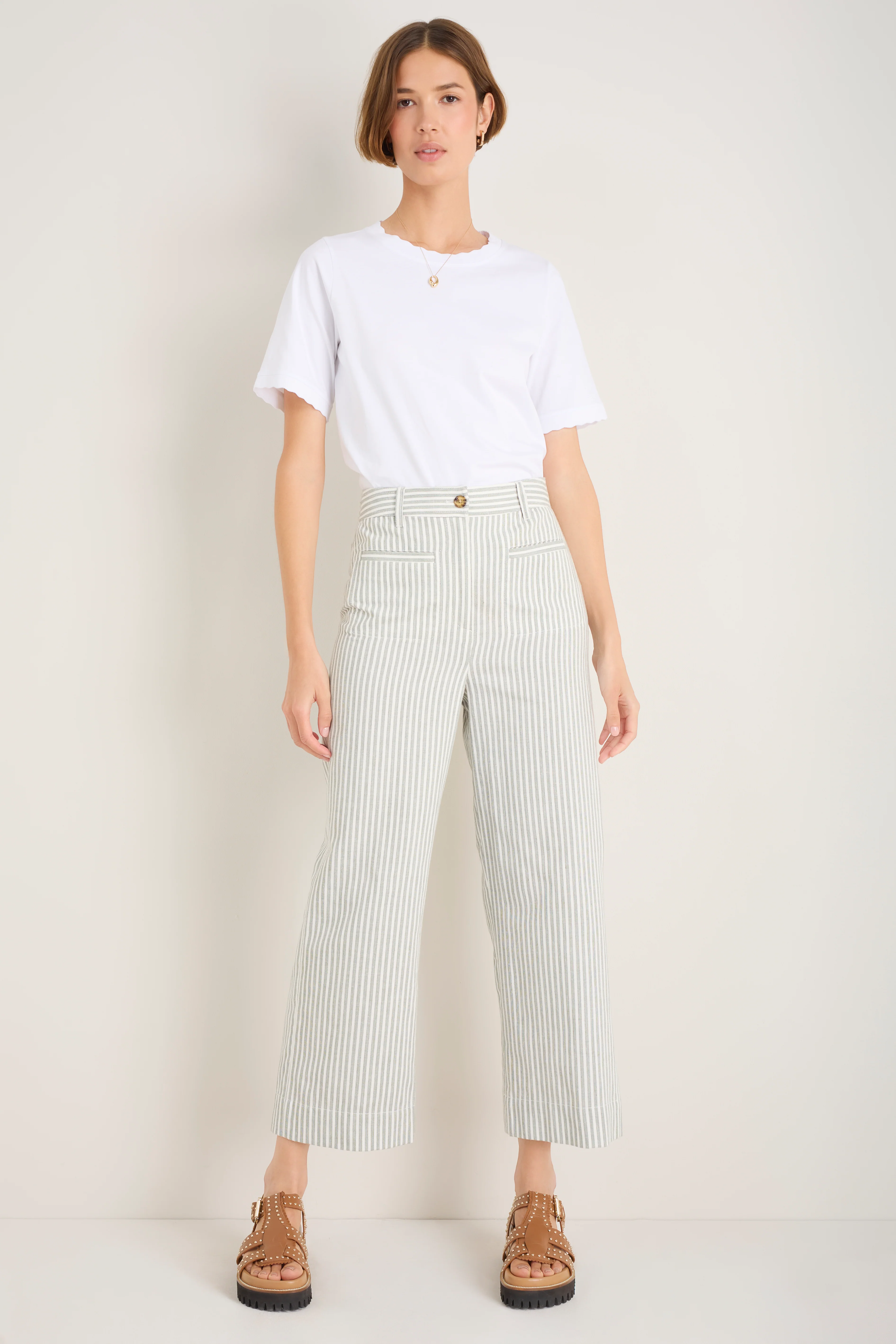 Eliana Trouser - Sage Green/Ivory Stripe - Image 7