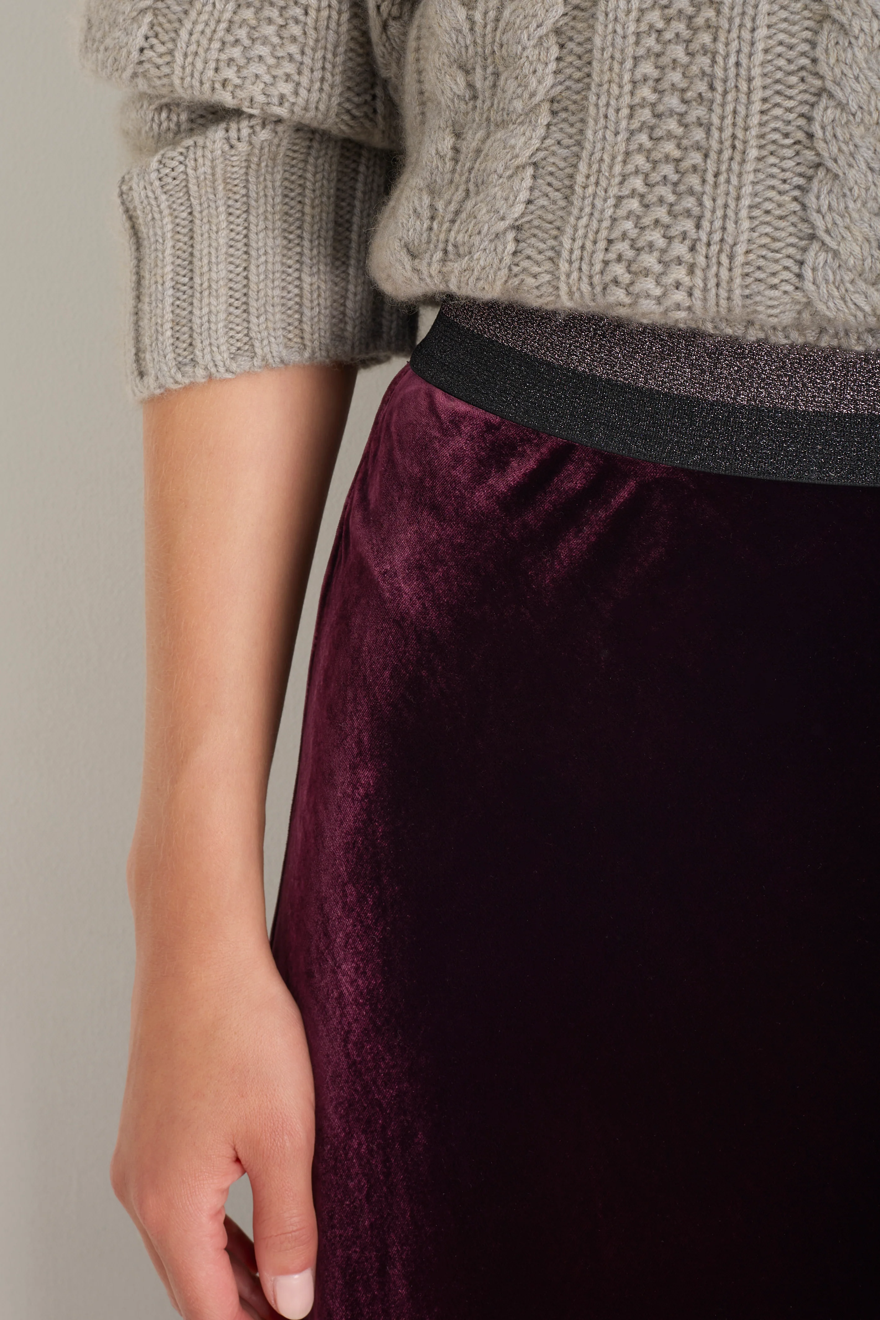 Ella Silk Velvet Skirt - Deep Fig - Image 2