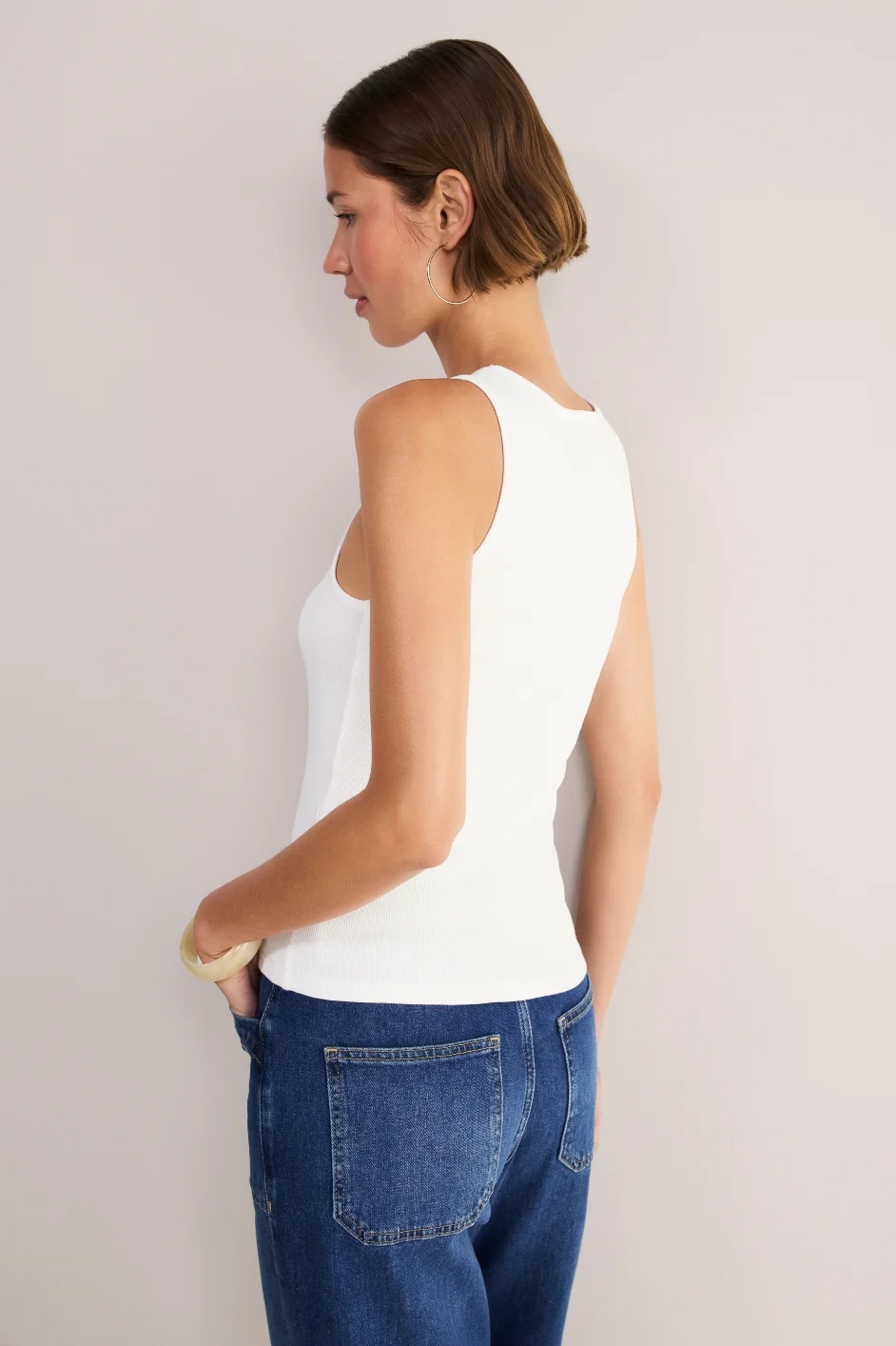 Elle Ribbed Vest - White - Image 3