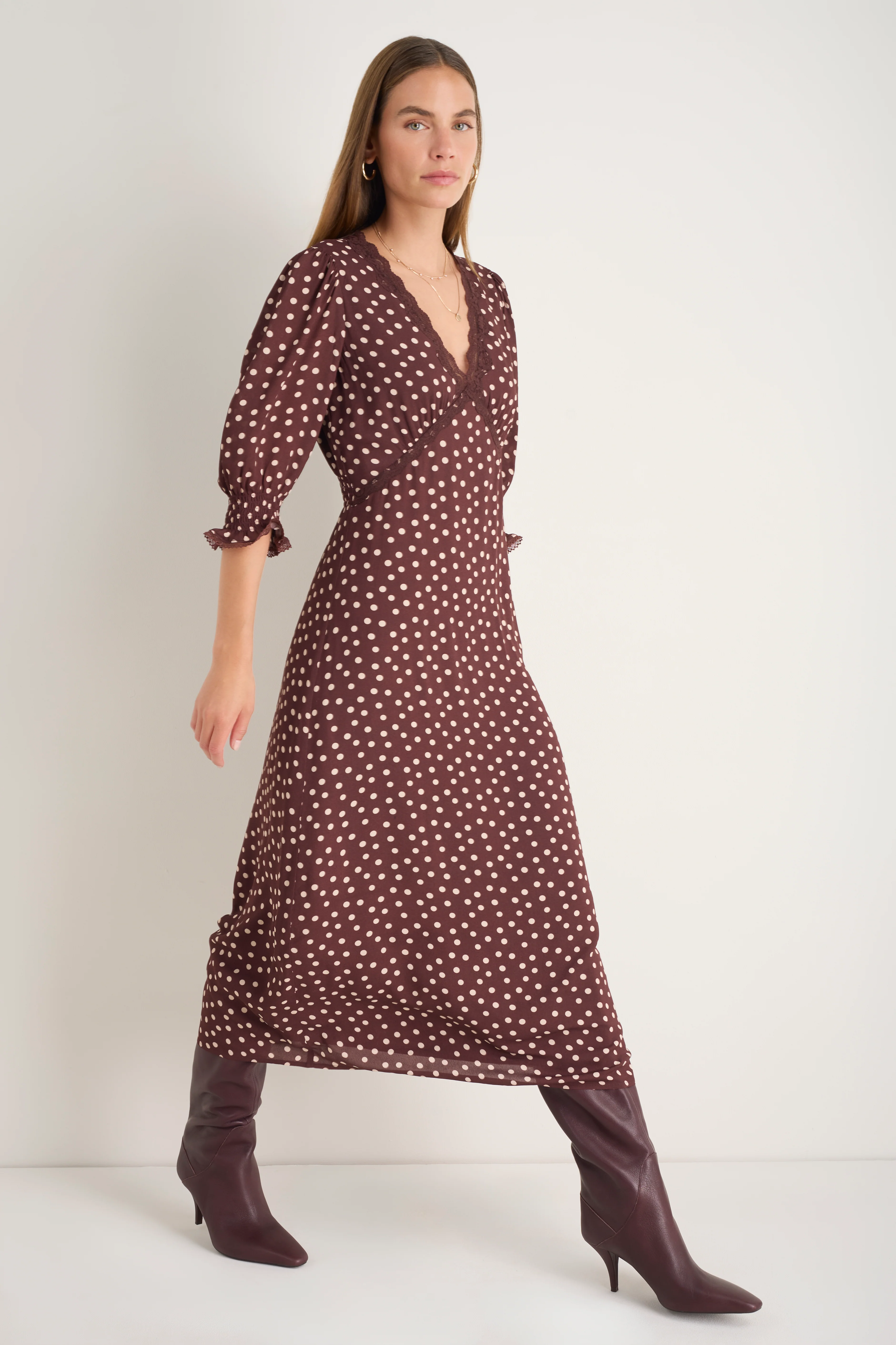 Elodie Dress - Mocha Spot - Image 4
