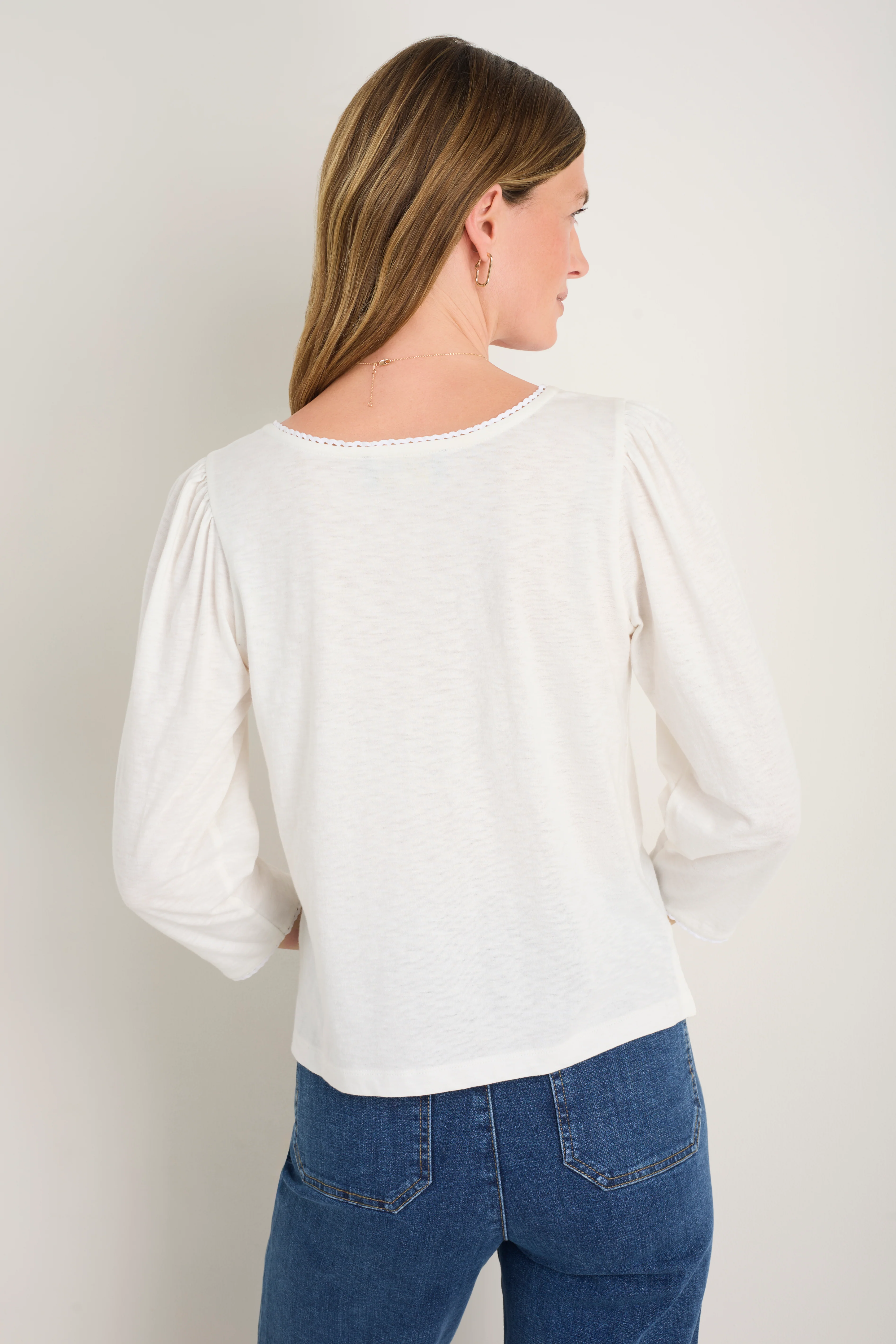 Elyna 3/4 Sleeve Tee - White - Image 5