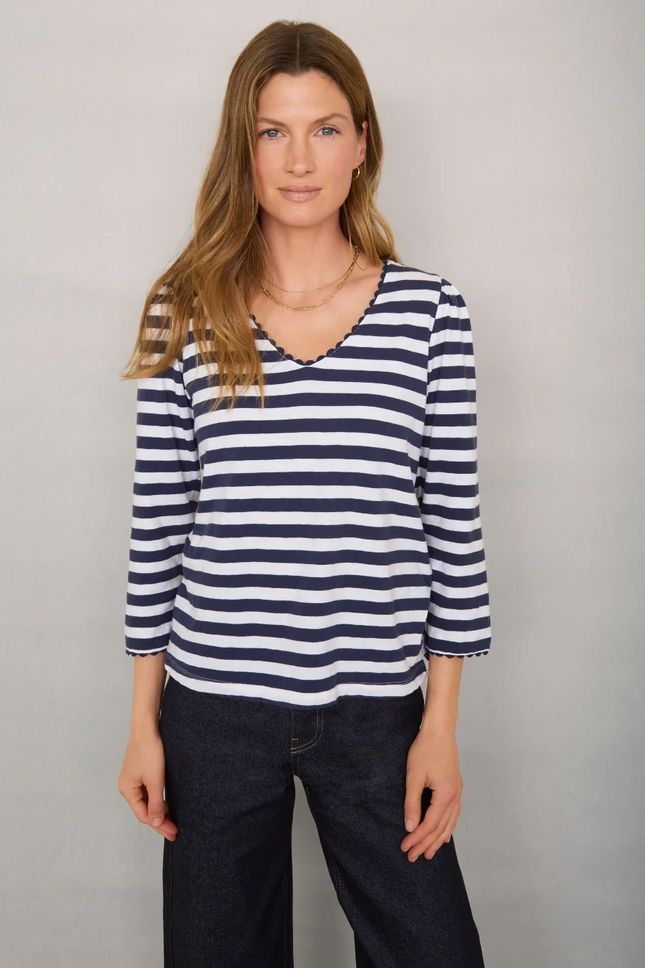 Elyna Tee - Midnight/Ivory Stripe - Image 3