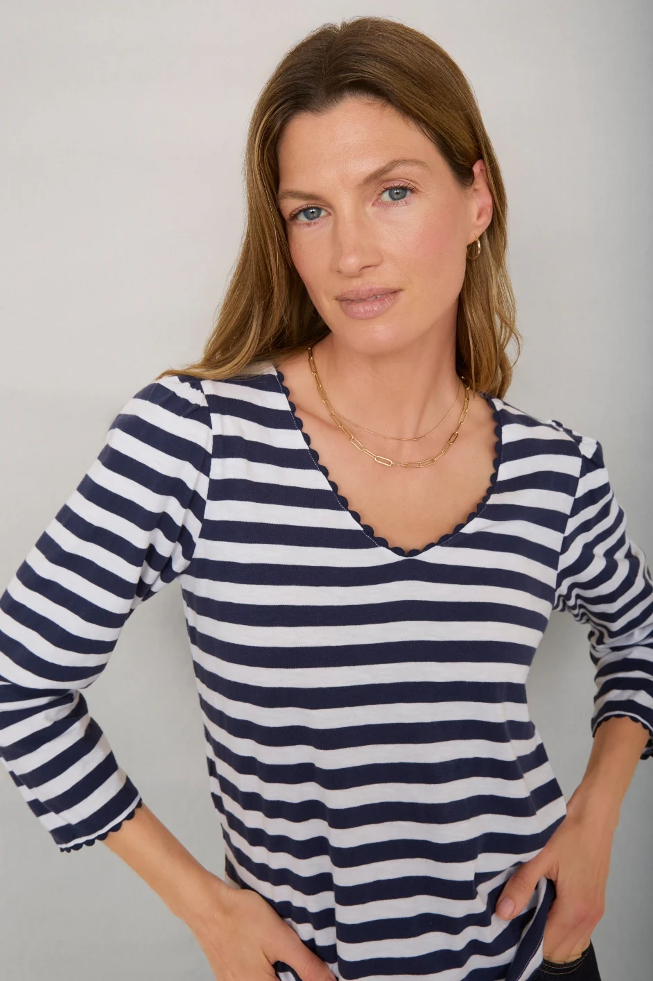 Elyna Tee - Midnight/Ivory Stripe - Image 4