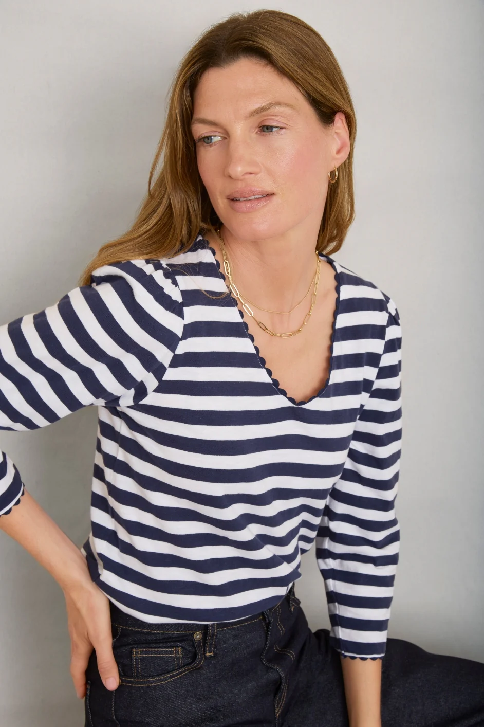 Elyna Tee - Midnight/Ivory Stripe - Image 7