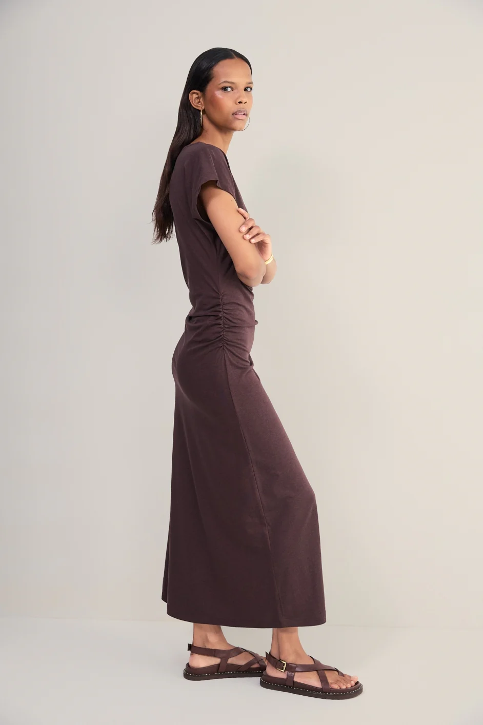 Esme Jersey Dress - Chocolate - Image 4