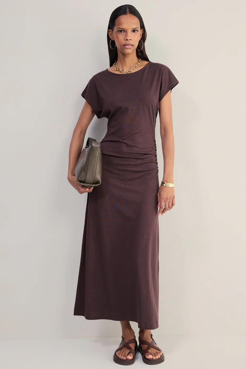 Esme Jersey Dress - Chocolate - Image 5
