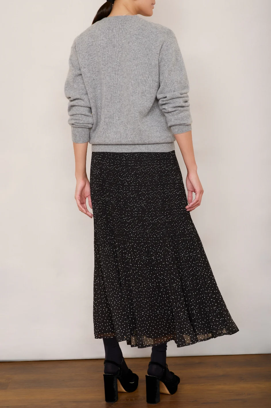 Estelle Plisse Skirt - Black Polka Dot - Image 2
