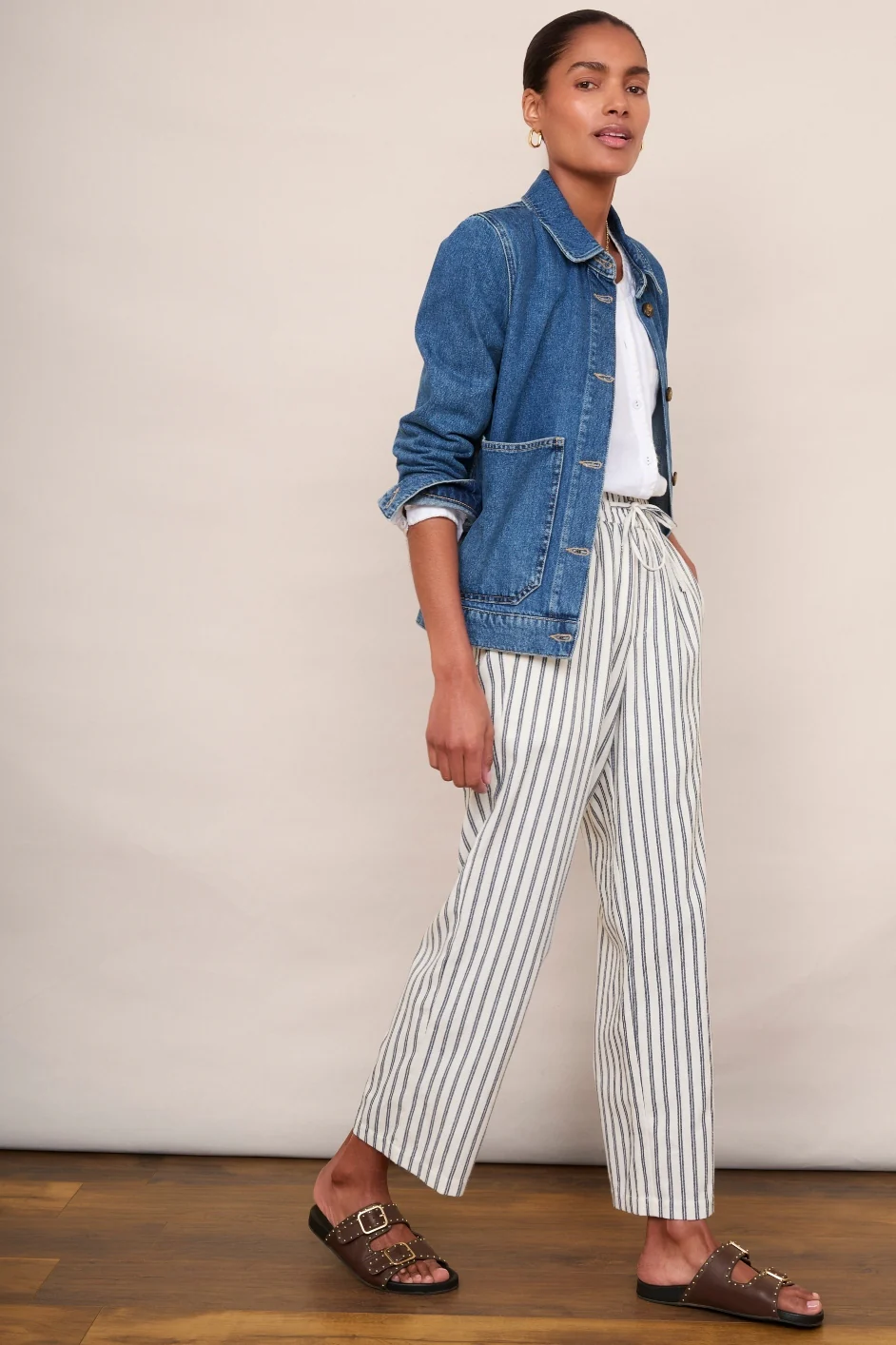 Everly Stripe Trousers - Blue/Ivory - Image 2