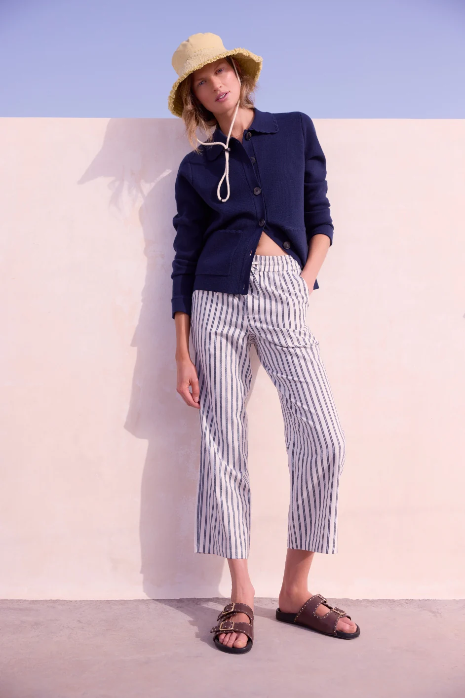Everly Stripe Trousers - Blue/Ivory - Image 3