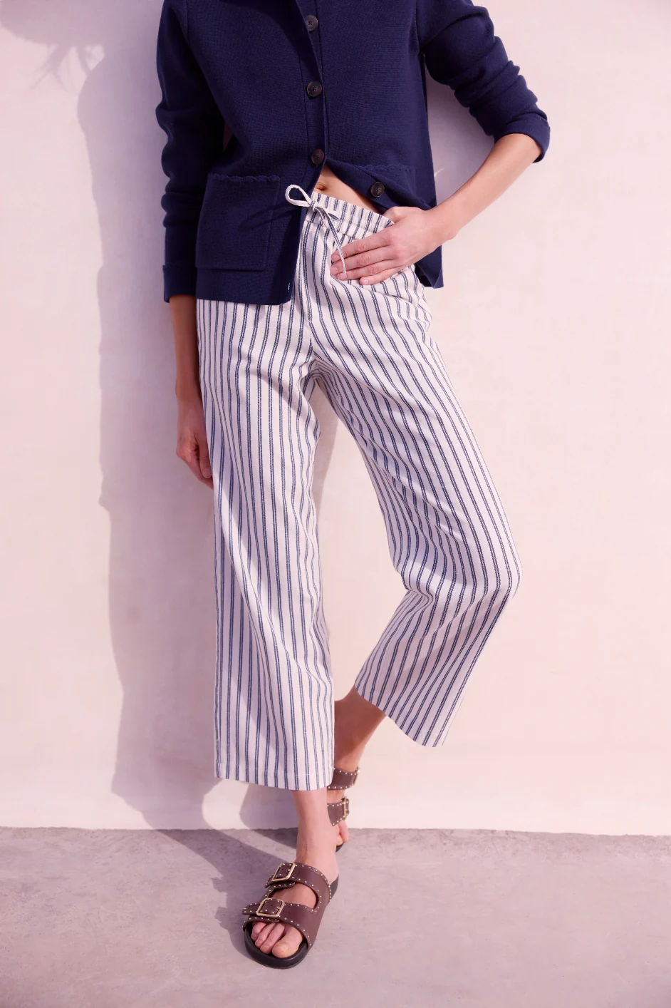 Everly Stripe Trousers - Blue/Ivory - Image 4