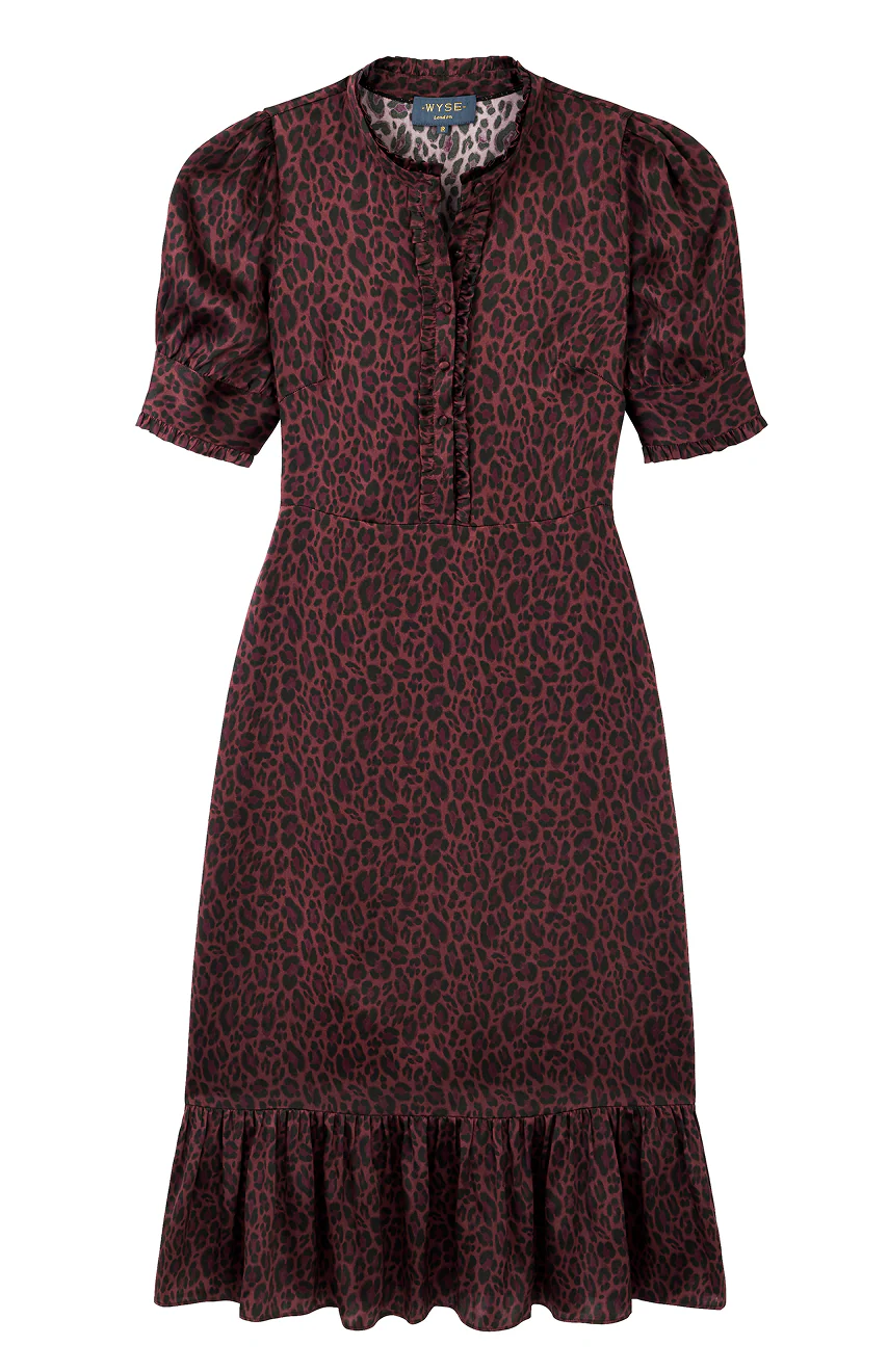 Fabienne Silk Dress - Deep Fig Leopard - Image 5