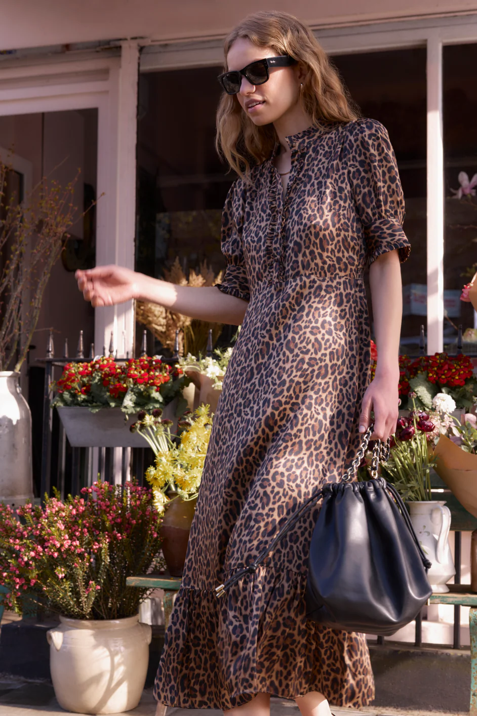 Fabienne Silk Dress - Leopard - Image 4