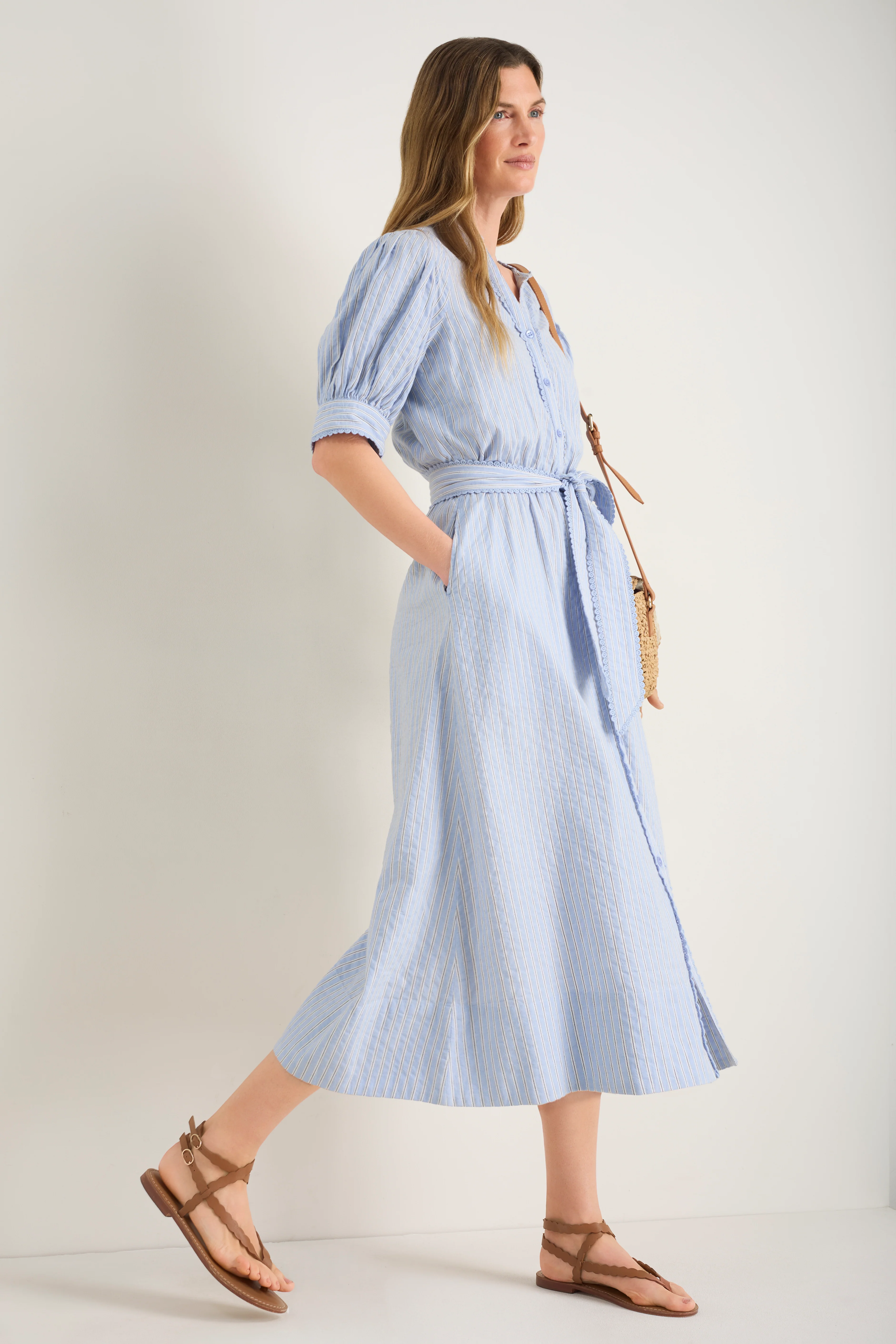 Fiona Shirt Dress - Powder Blue Stripe - Image 3
