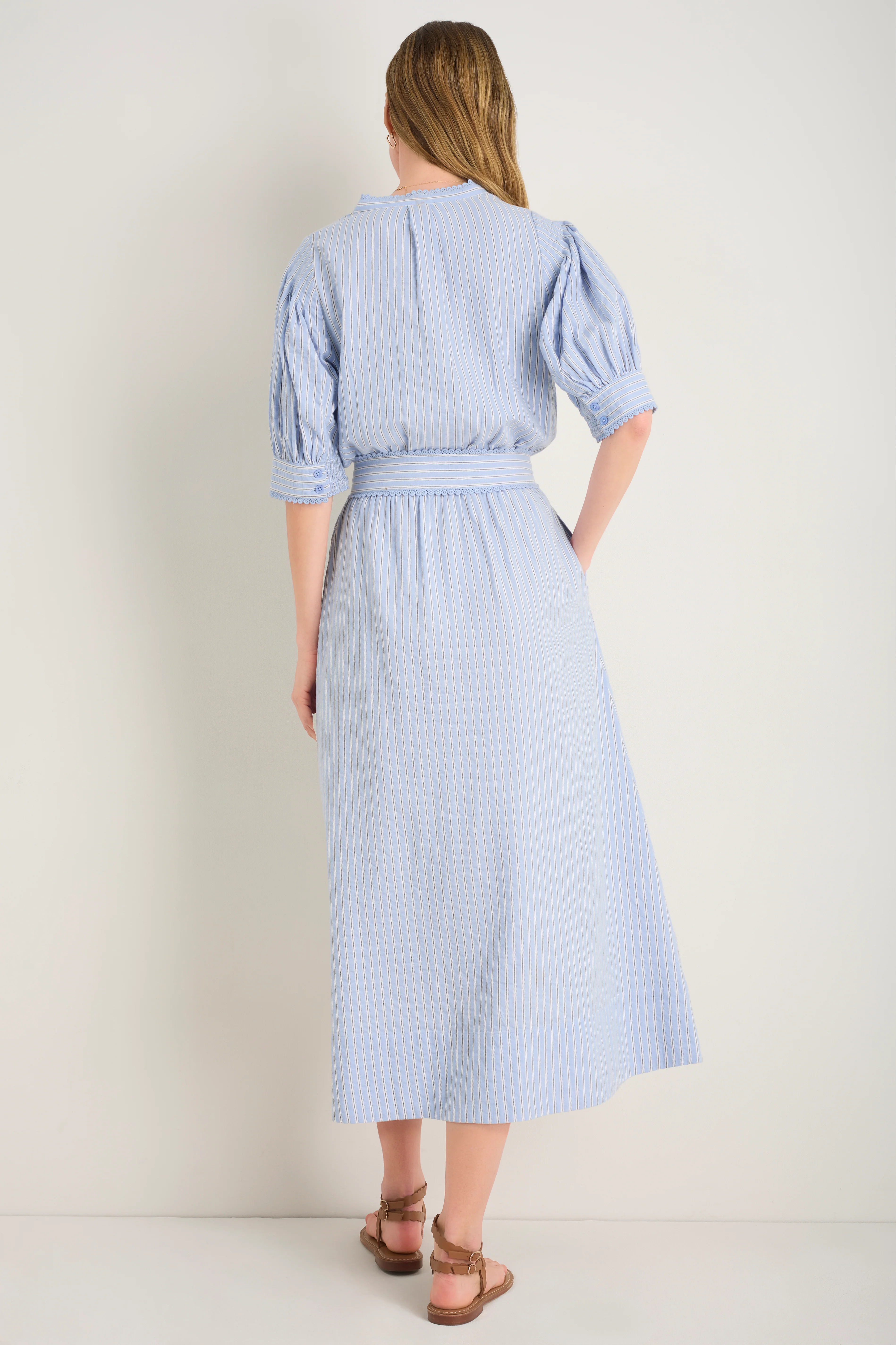 Fiona Shirt Dress - Powder Blue Stripe - Image 4
