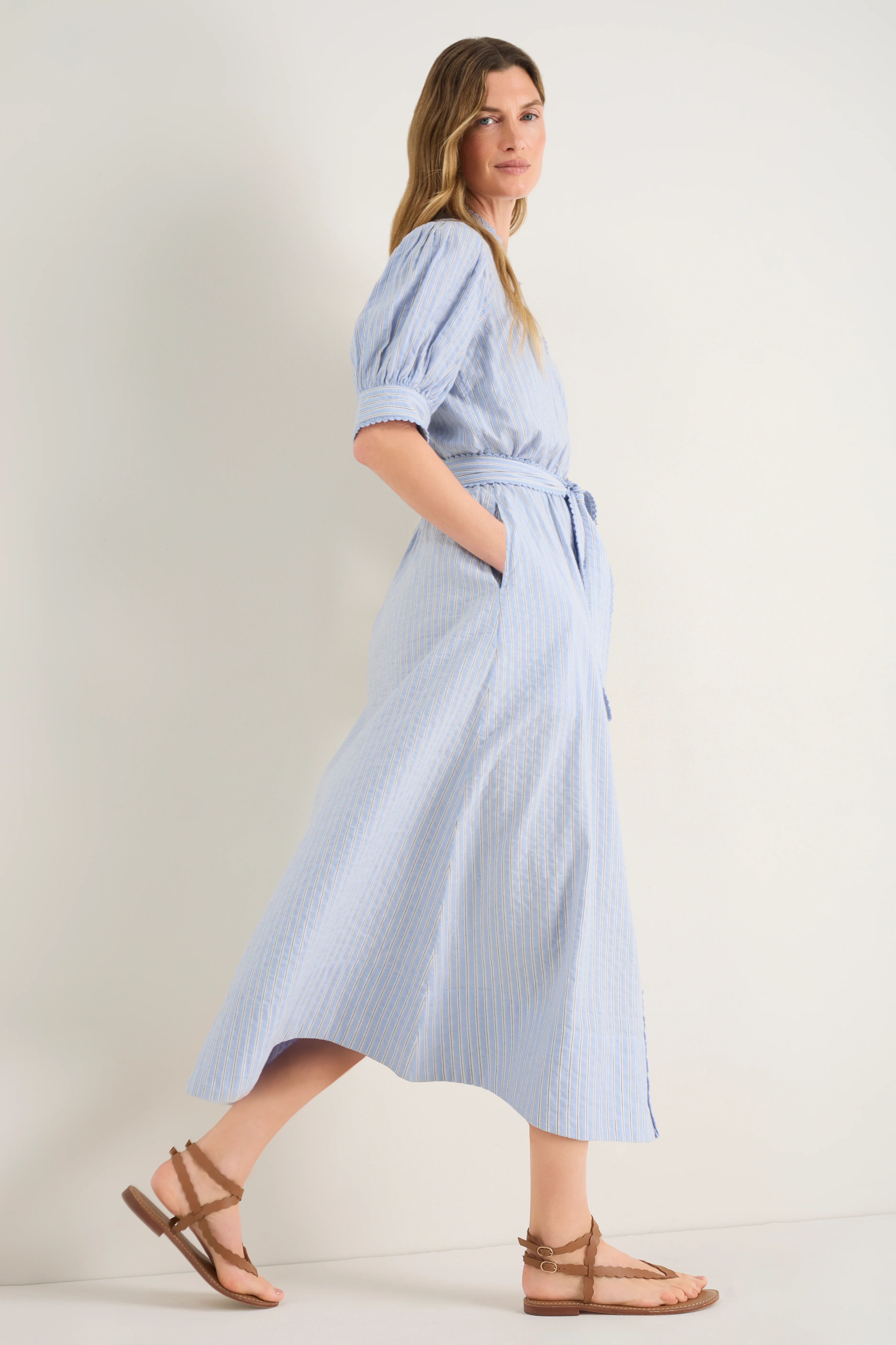 Fiona Shirt Dress - Powder Blue Stripe - Image 5