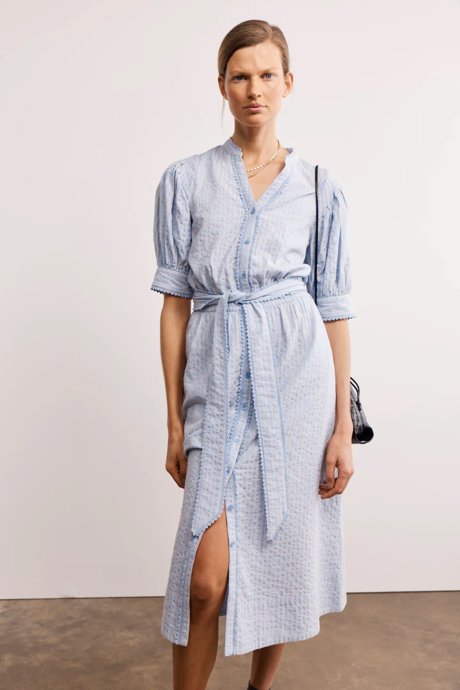 Fiona Shirt Dress - Powder Blue Stripe - Image 7