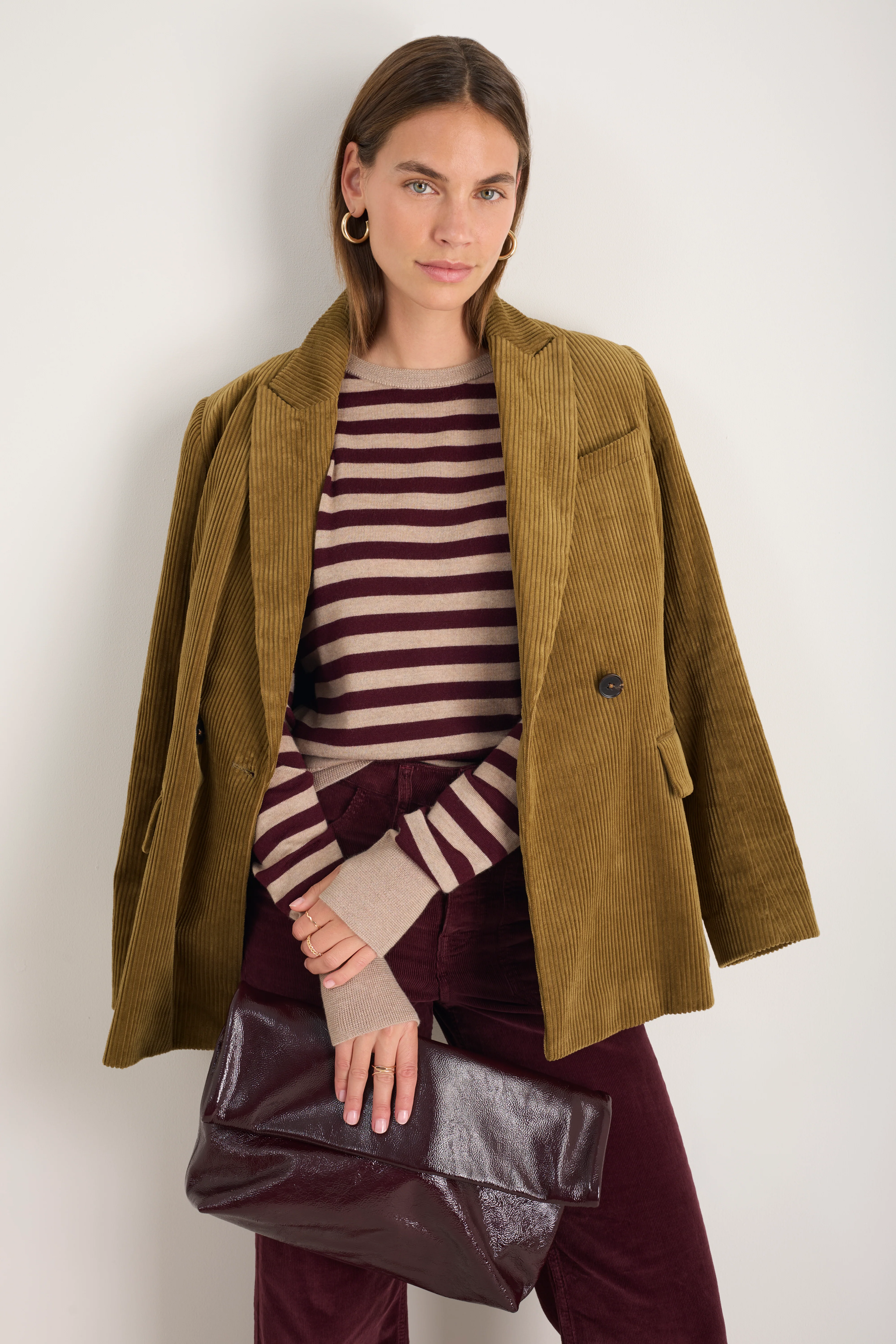 Fleur Merino Jumper - Oat/Deep Fig Stripe - Image 4