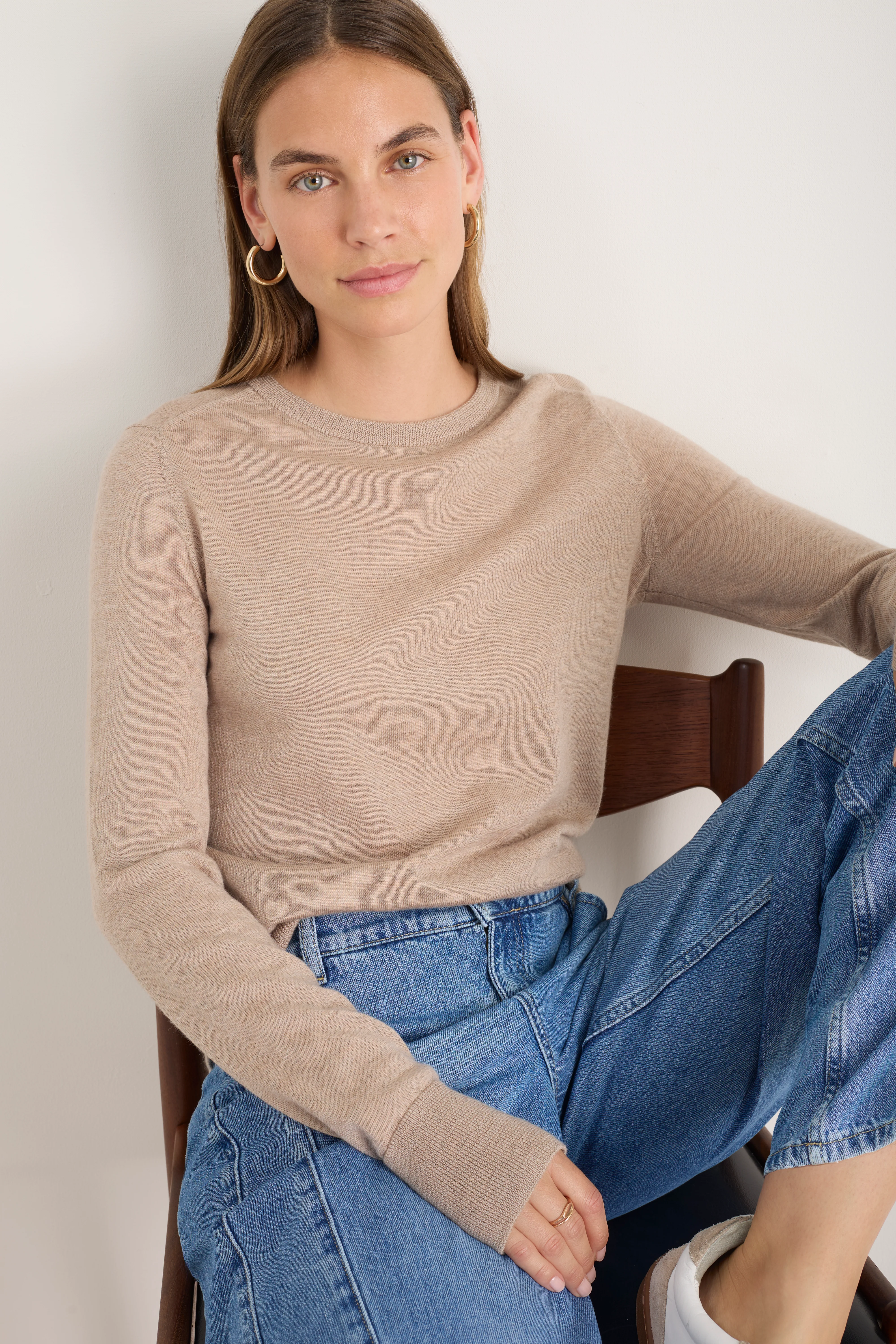 Fleur Merino Jumper - Oat Melange - Image 4