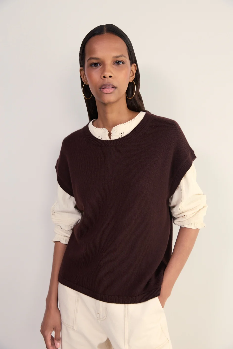 Fleur Merino Tank - Cocoa - Image 3