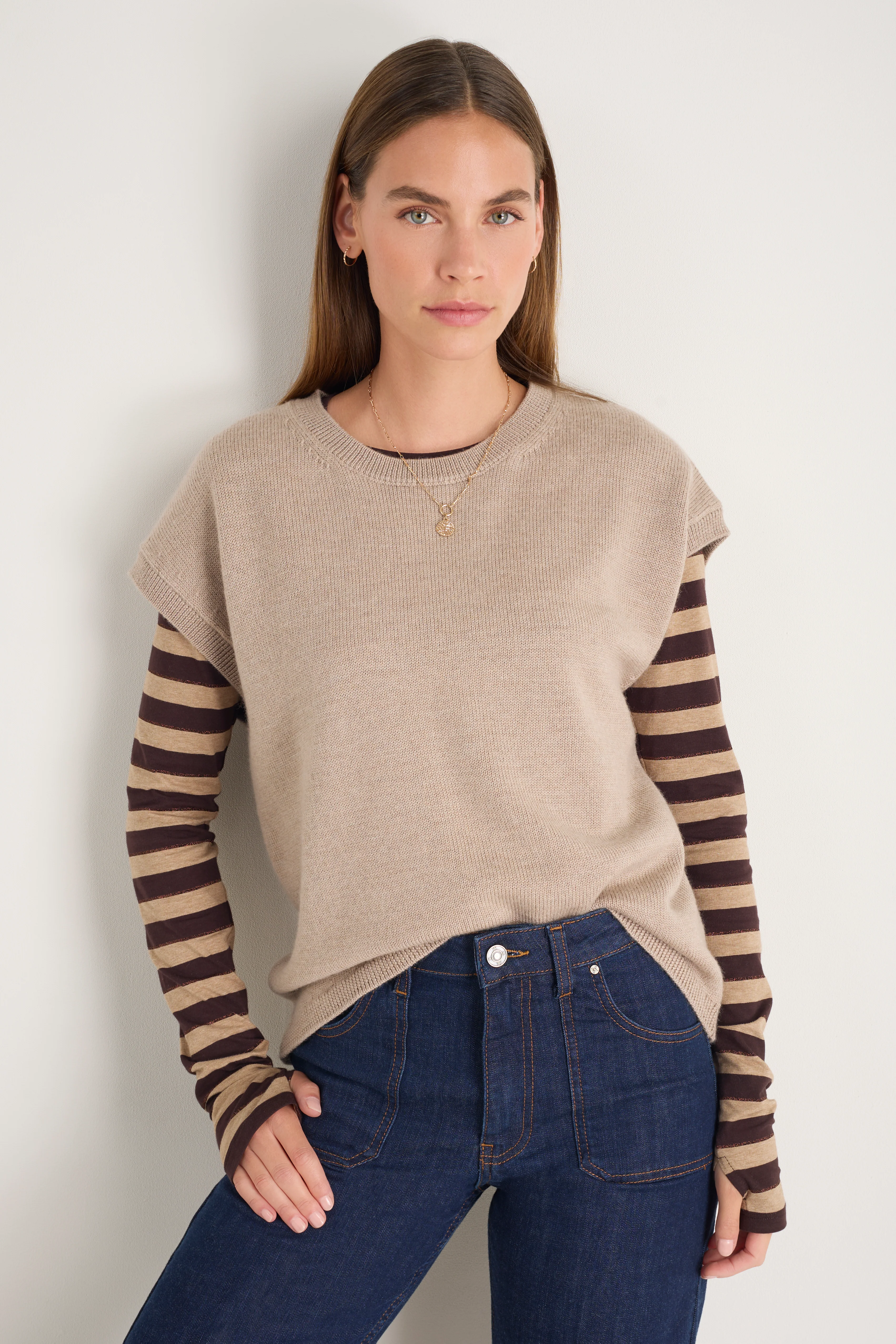 Fleur Merino Tank - Oat Melange