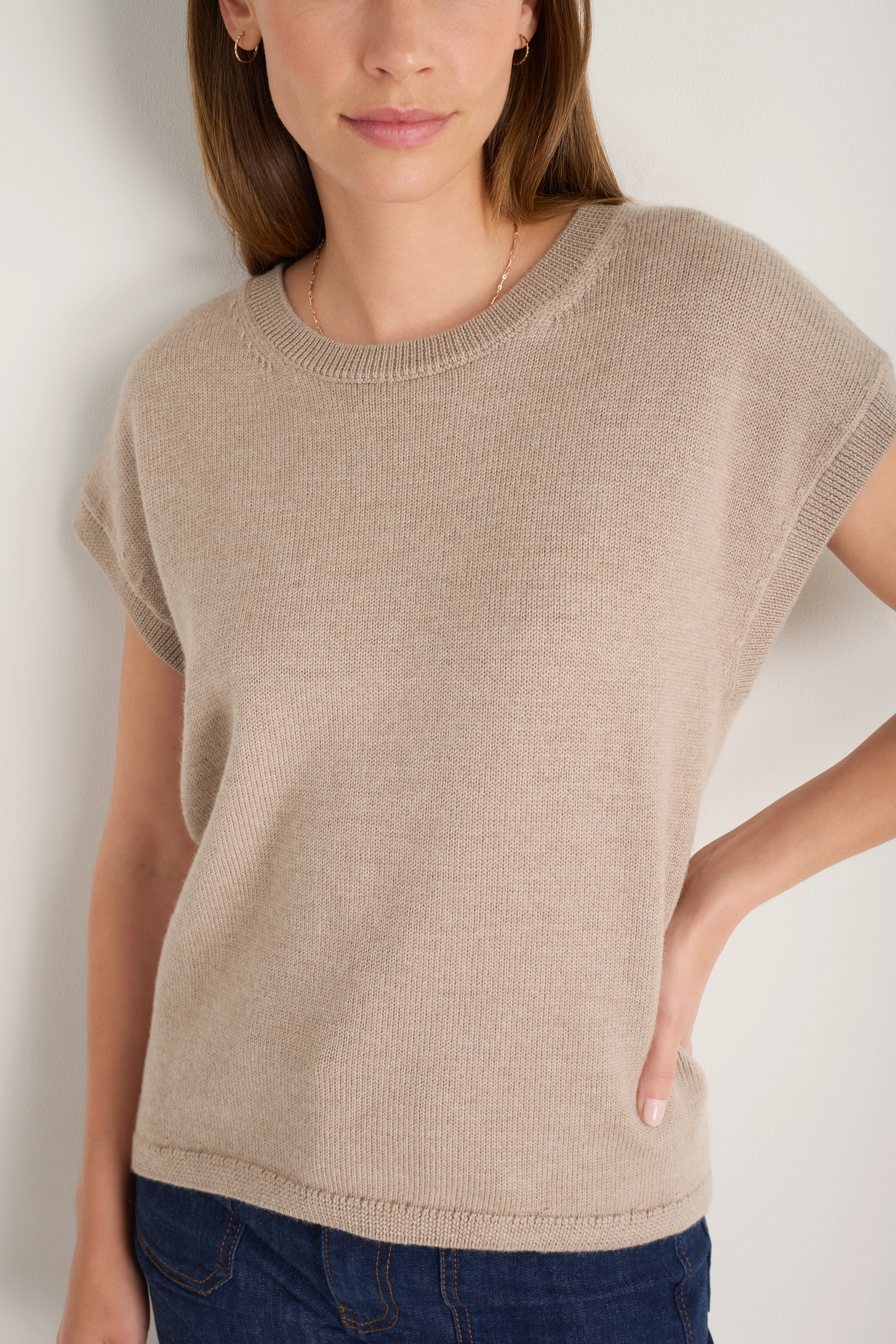 Fleur Merino Tank - Oat Melange - Image 5
