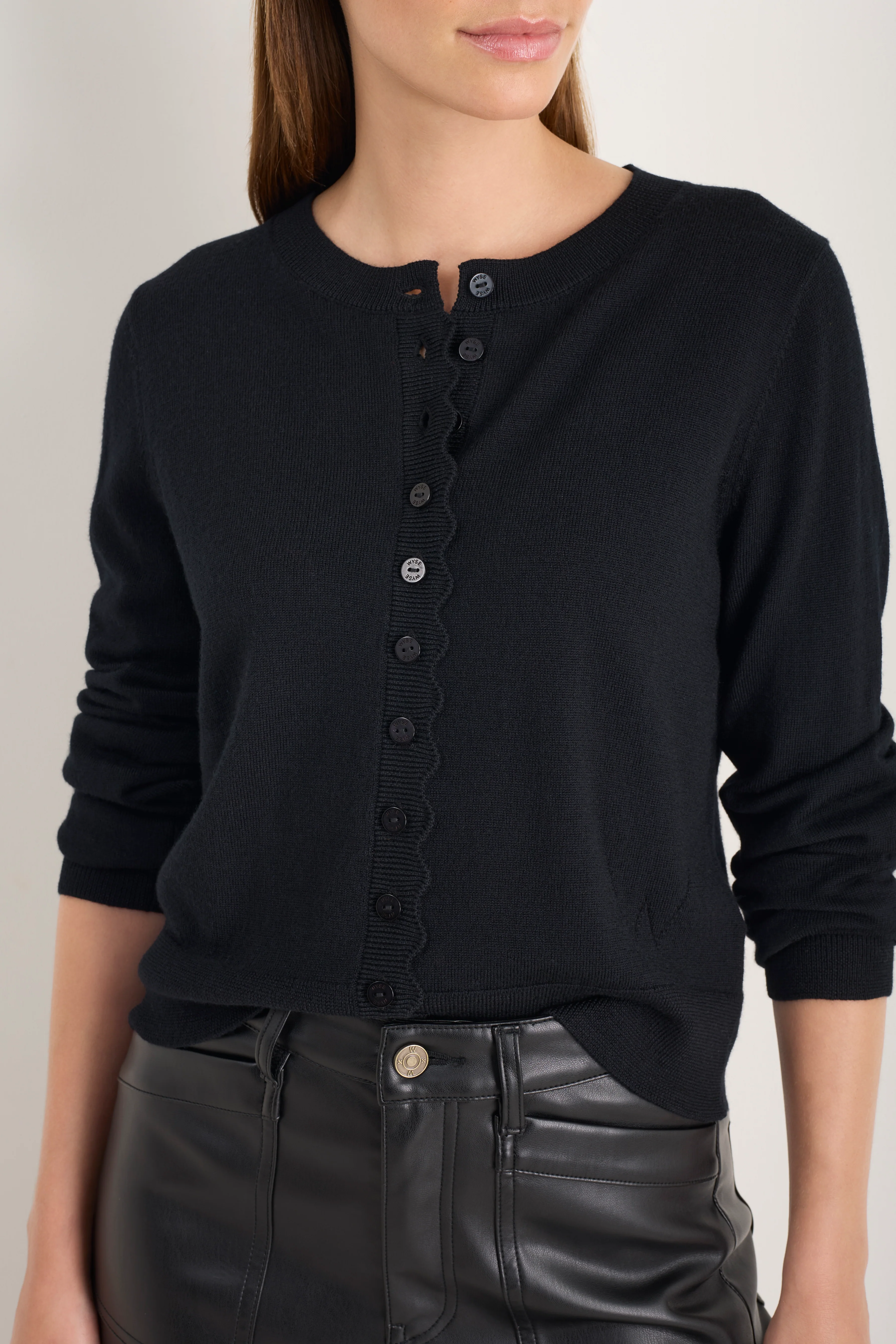 Fleurine Cropped Cardigan - Black - Image 2