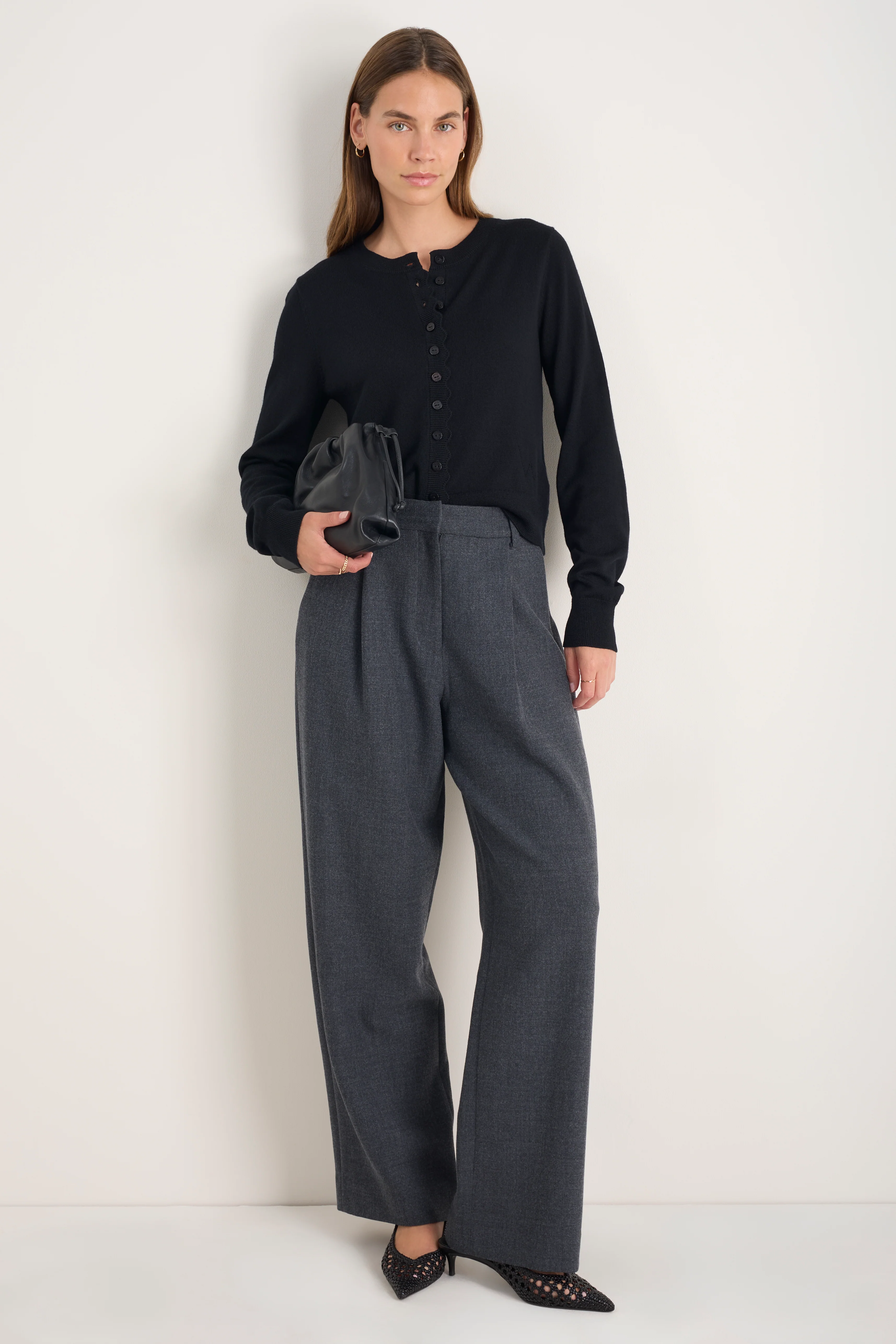 Fleurine Cropped Cardigan - Black - Image 4