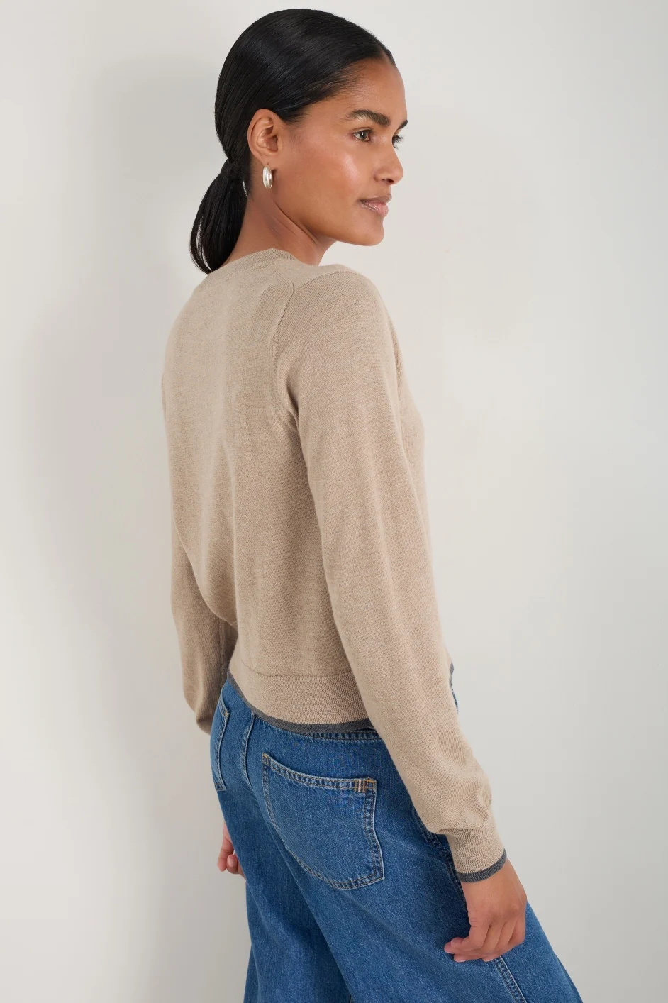 Fleurine Cropped Cardigan - Oat Melange - Image 4