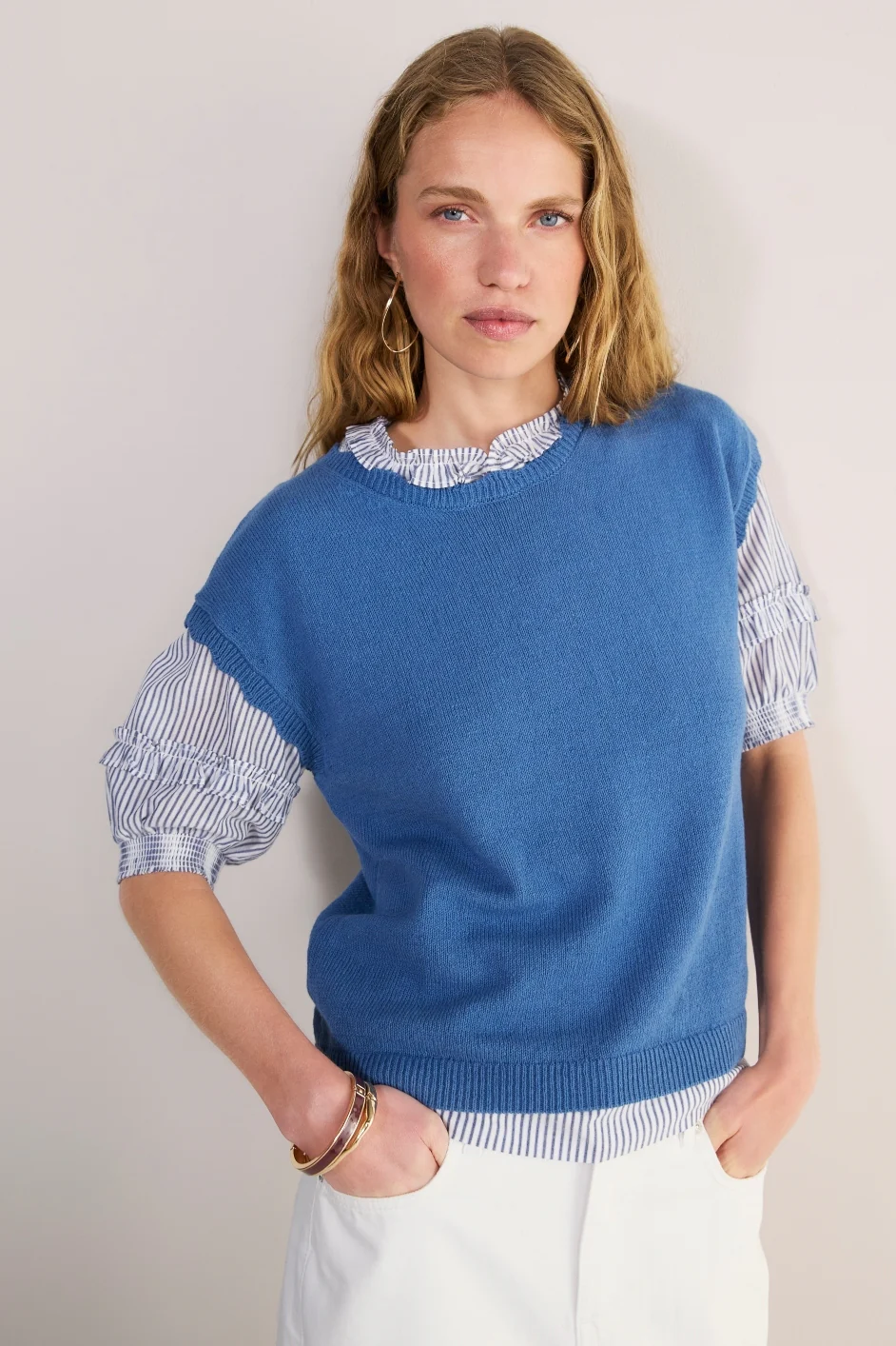 Fleurine Linen Cotton Tank - Coastal Blue - Image 3