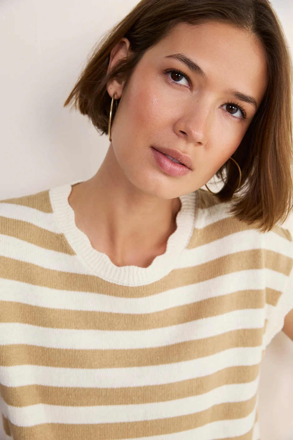 Fleurine Linen Cotton Tank - Tan/Ivory Stripe - Image 4