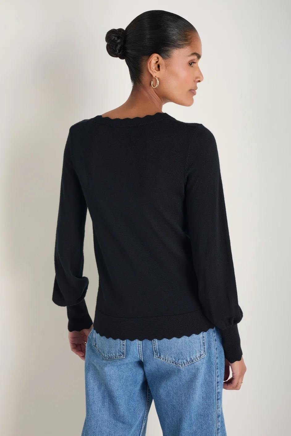 Fleurine Scallop Jumper - Black - Image 5