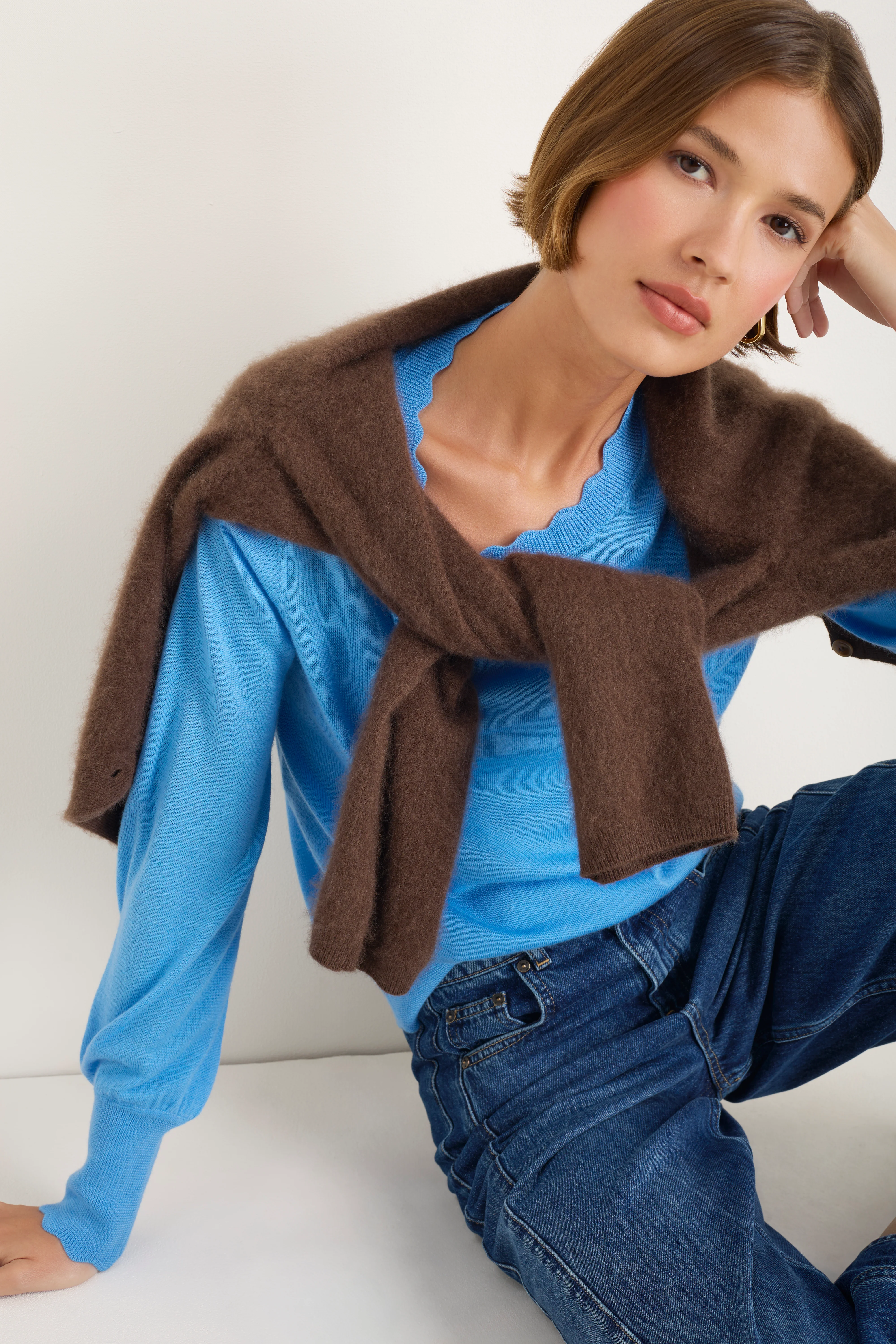 Fleurine Scallop Jumper - Coastal Blue - Image 5