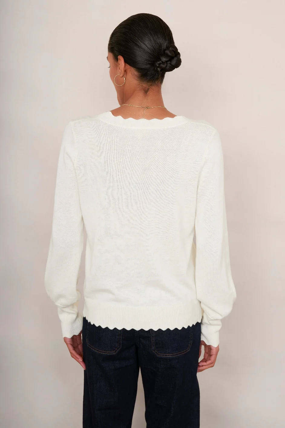 Fleurine Scallop Jumper - Ivory - Image 3