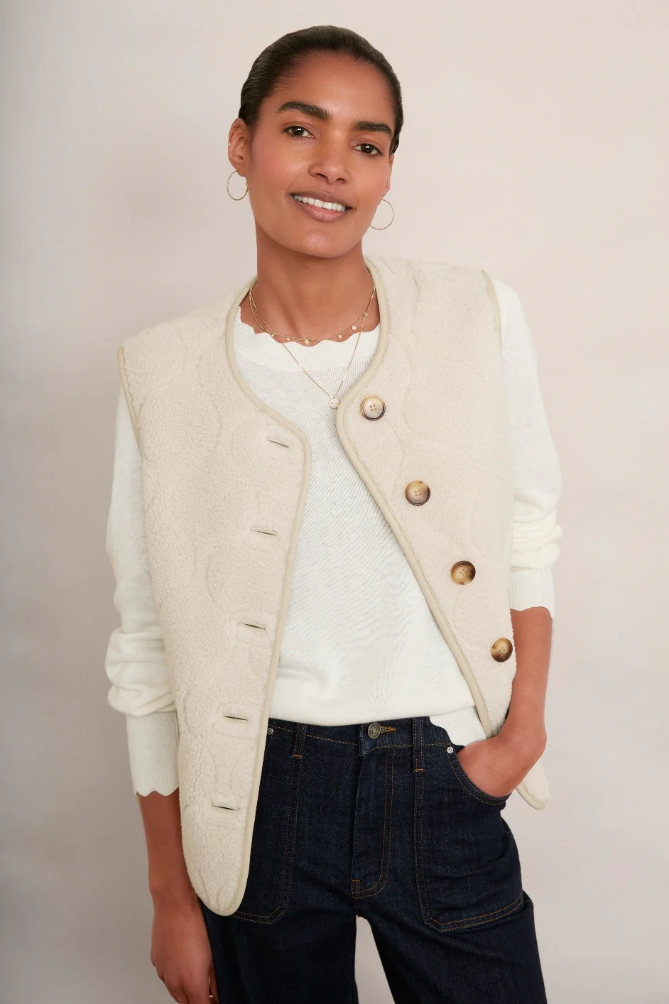 Fleurine Scallop Jumper - Ivory - Image 5