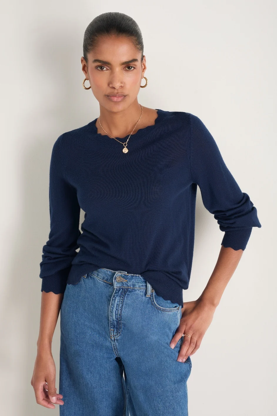 Fleurine Scallop Jumper - Midnight - Image 4