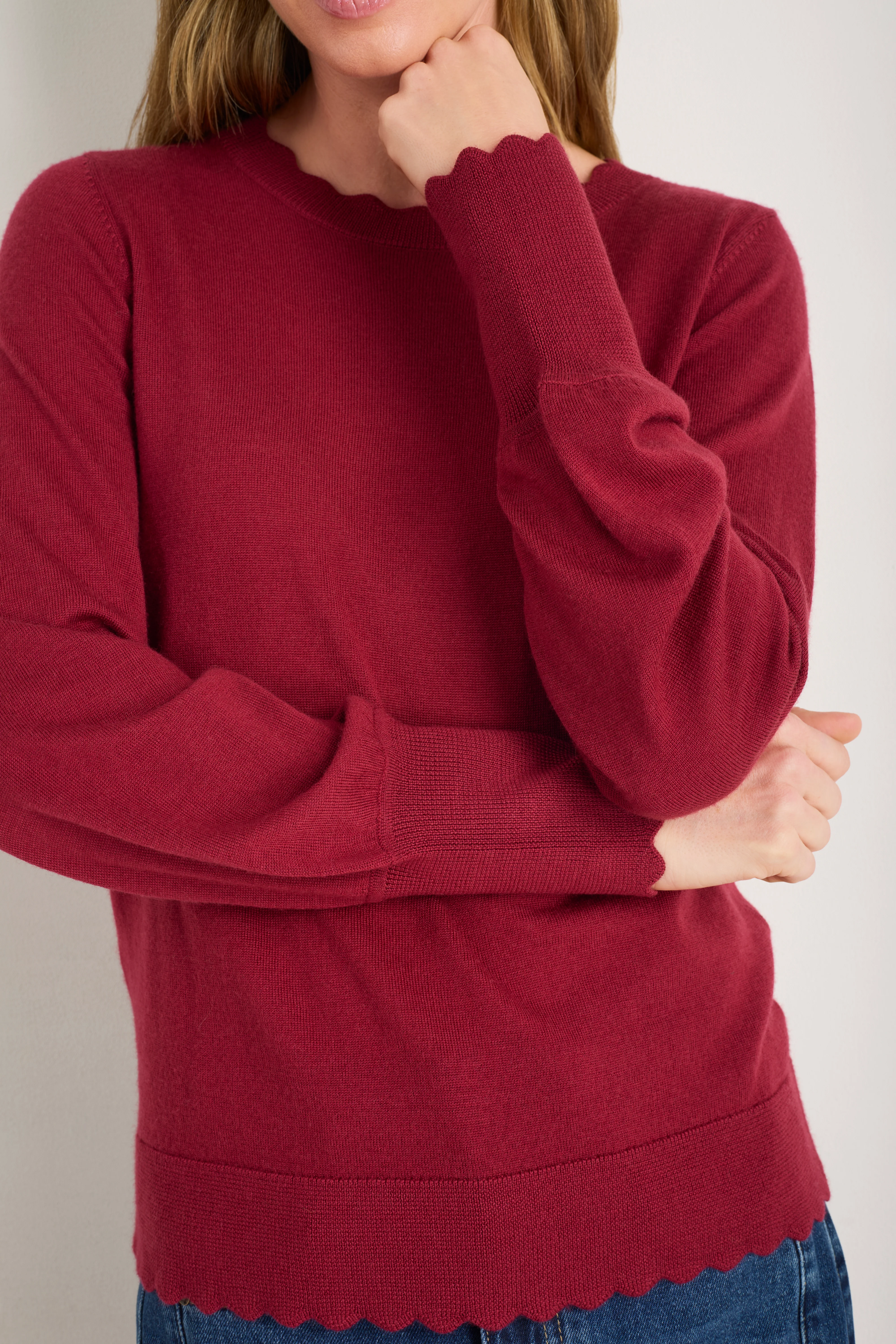Fleurine Scallop Jumper - Pomegranate Red - Image 2