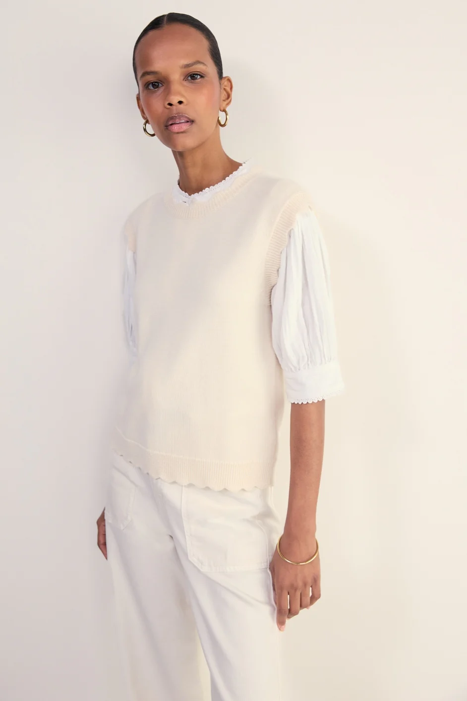 Fleurine Scallop Tank - Ivory - Image 4
