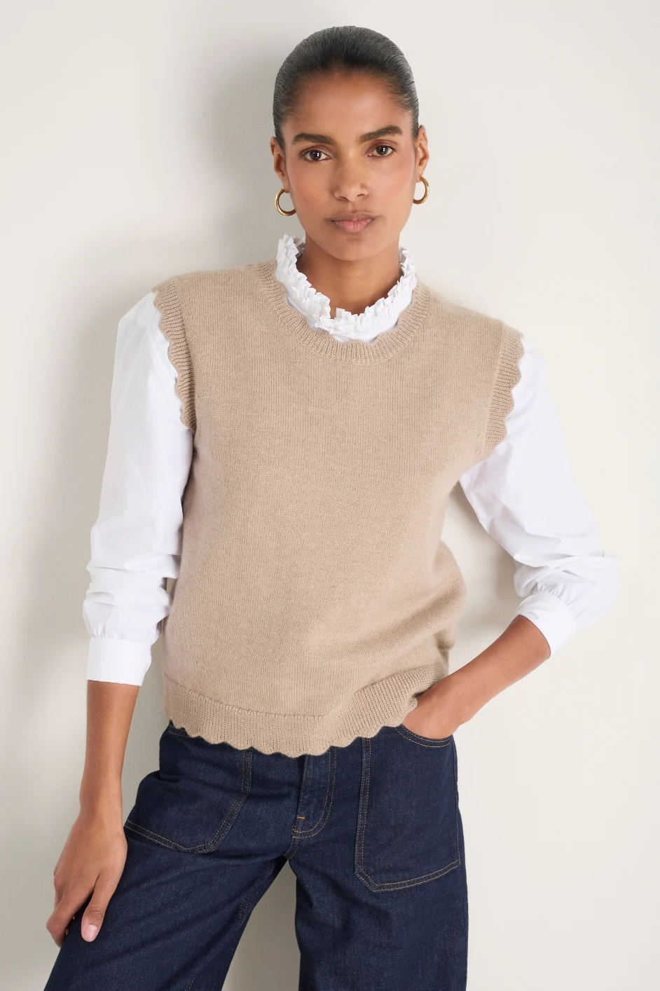 Fleurine Scallop Tank - Oat Marl - Image 5