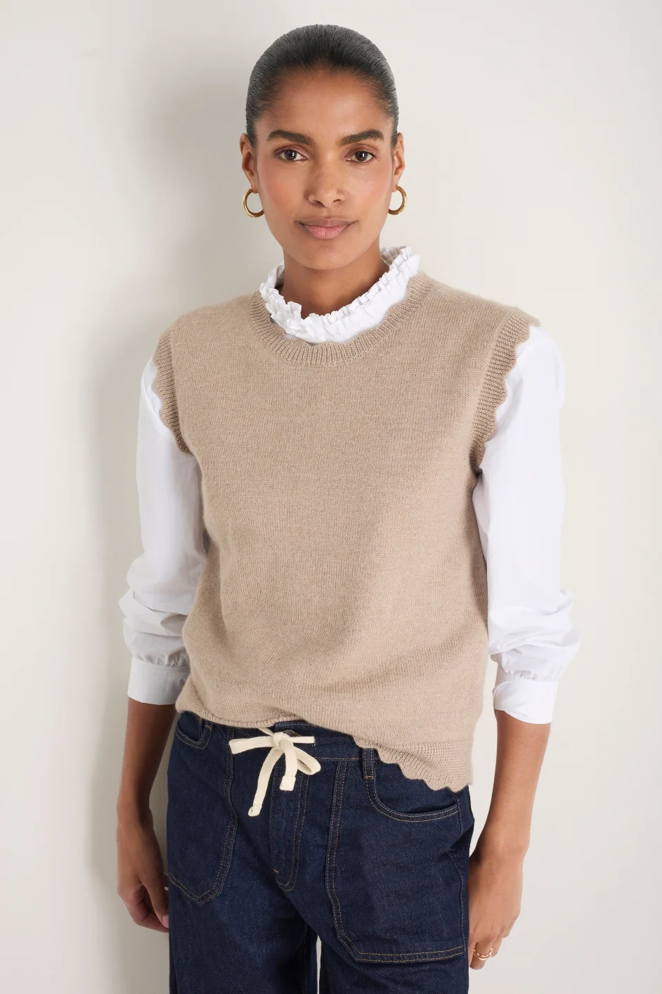 Fleurine Scallop Tank - Oat Marl - Image 8