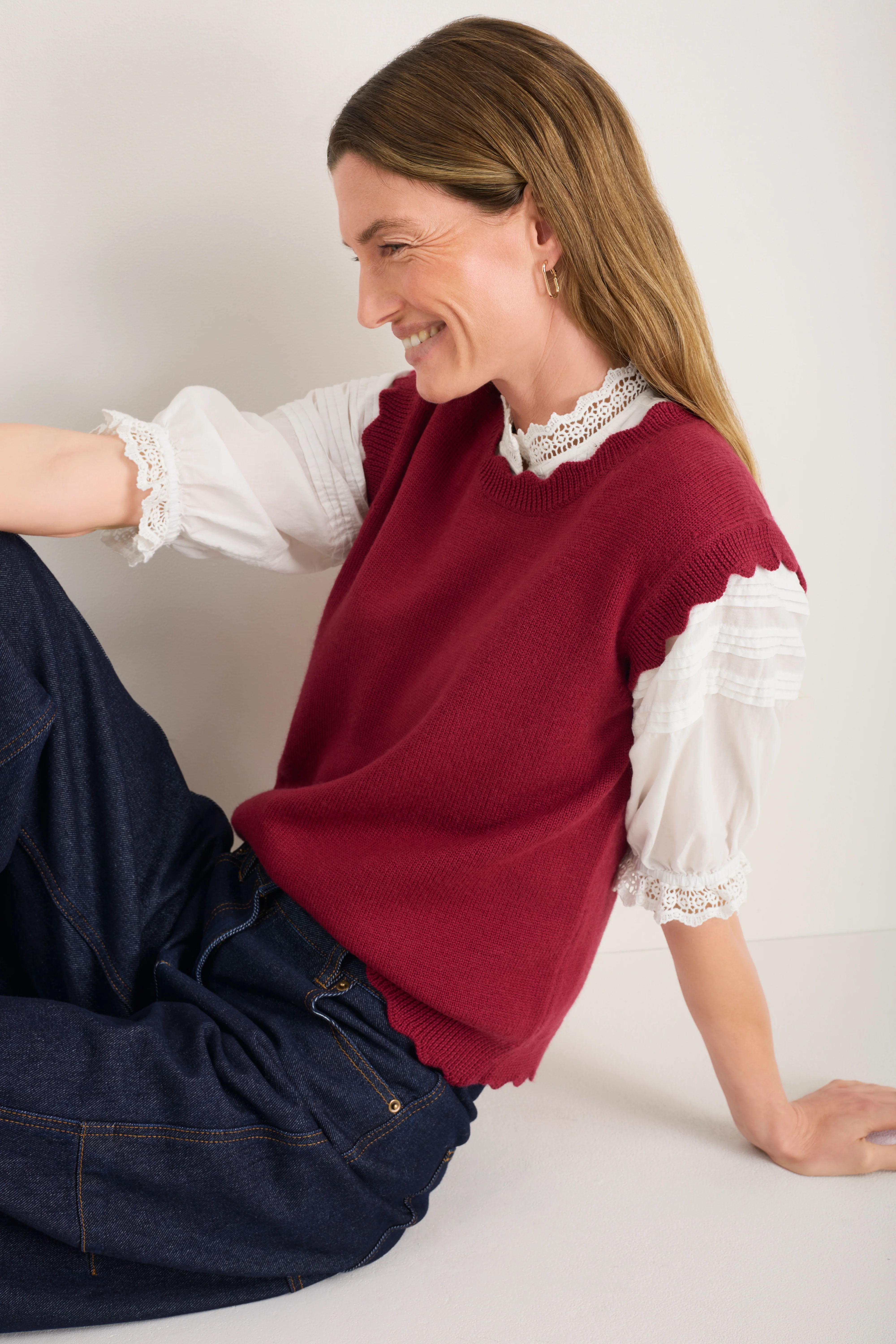 Fleurine Scallop Tank - Pomegranate Red - Image 3