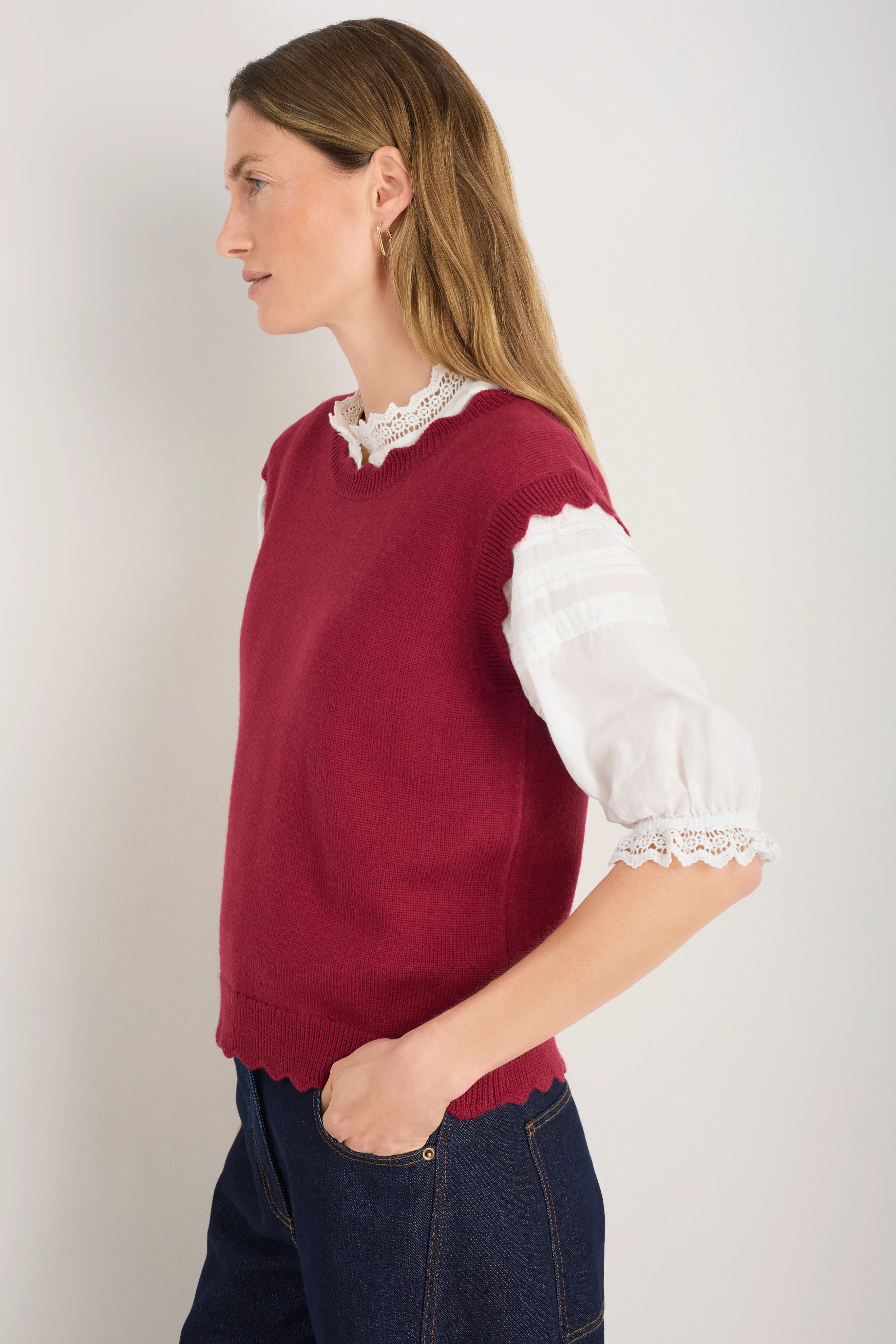 Fleurine Scallop Tank - Pomegranate Red - Image 4