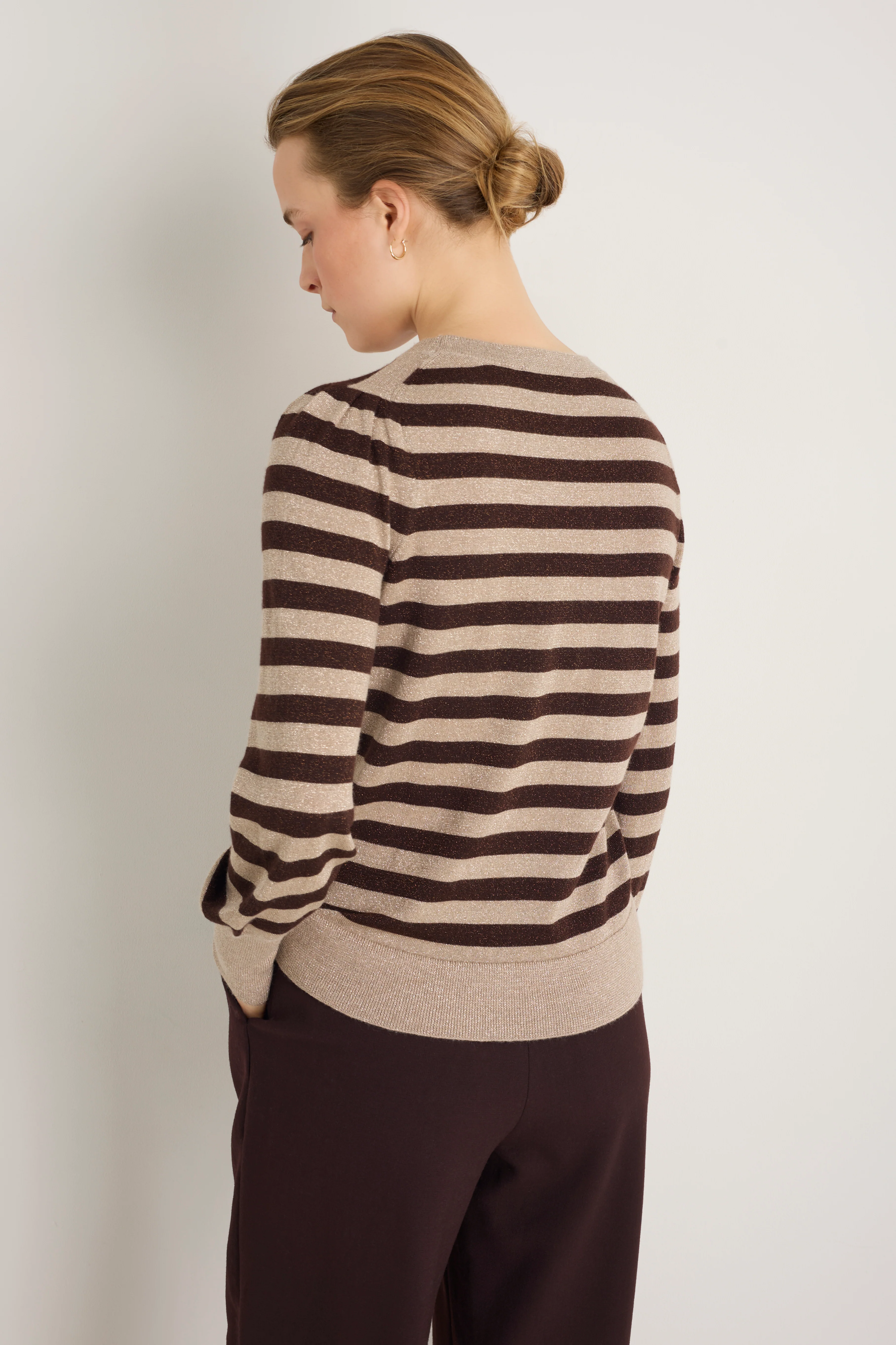 Flora Jumper - Oat/Cocoa Sparkle Stripe - Image 5