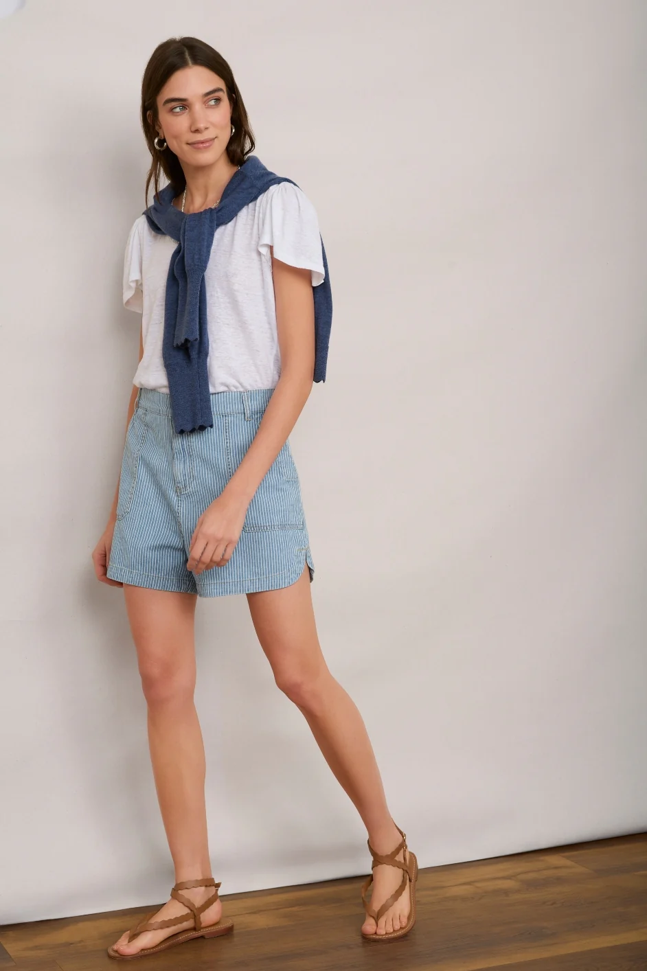 Flora Short - Blue/Ivory Stripe - Image 2
