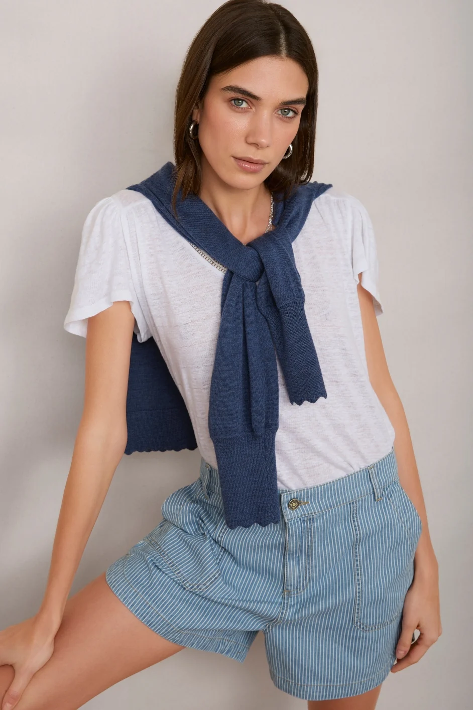 Flora Short - Blue/Ivory Stripe - Image 3