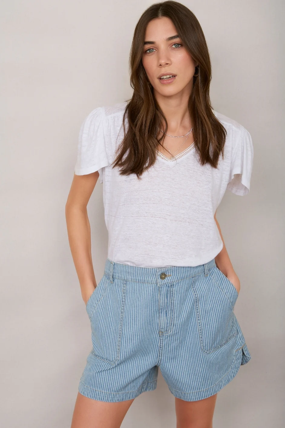 Flora Short - Blue/Ivory Stripe - Image 4