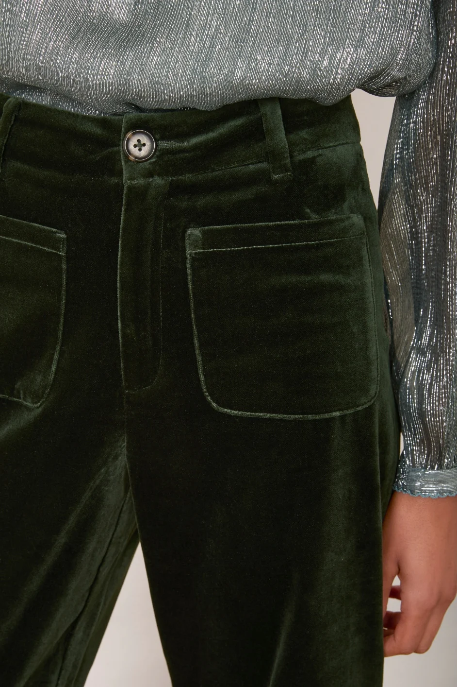 Florence Flare Velvet Trouser - Forest Green - Image 7