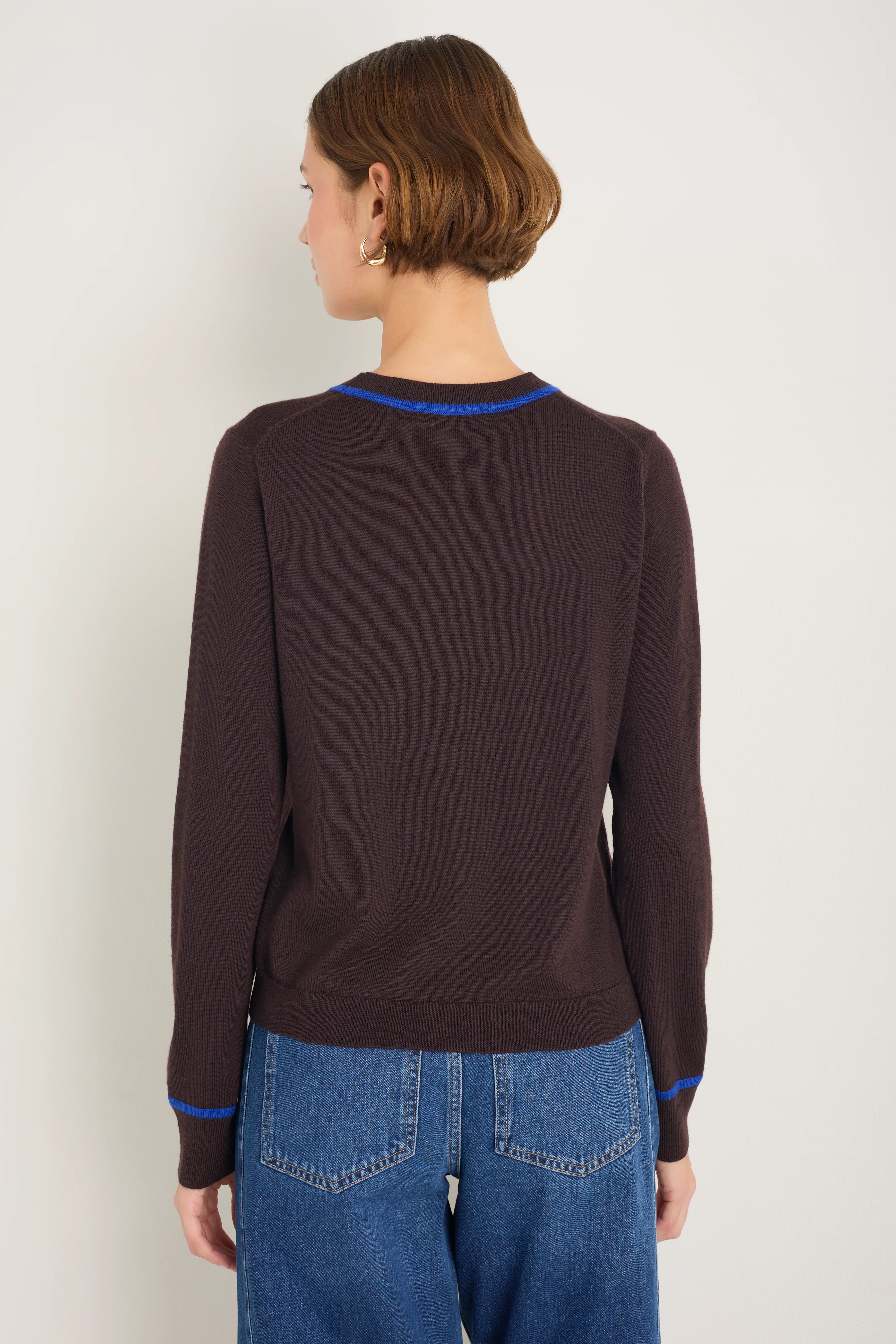 Florence Jumper - Cocoa/Cobalt Blue Trim - Image 4