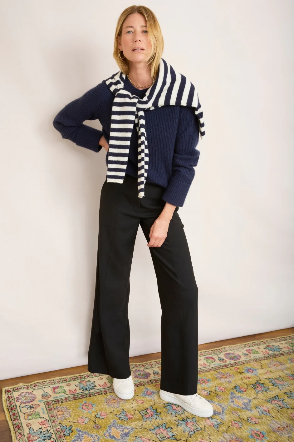 Flori Carpenter Wide Leg Trouser - Black - Image 4