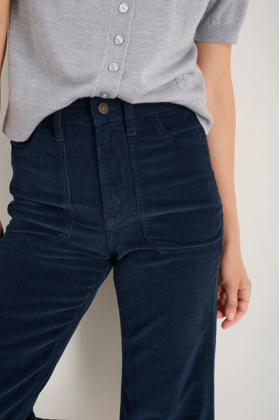 Flossie Carpenter Flare Cord Trouser - Midnight - Image 2