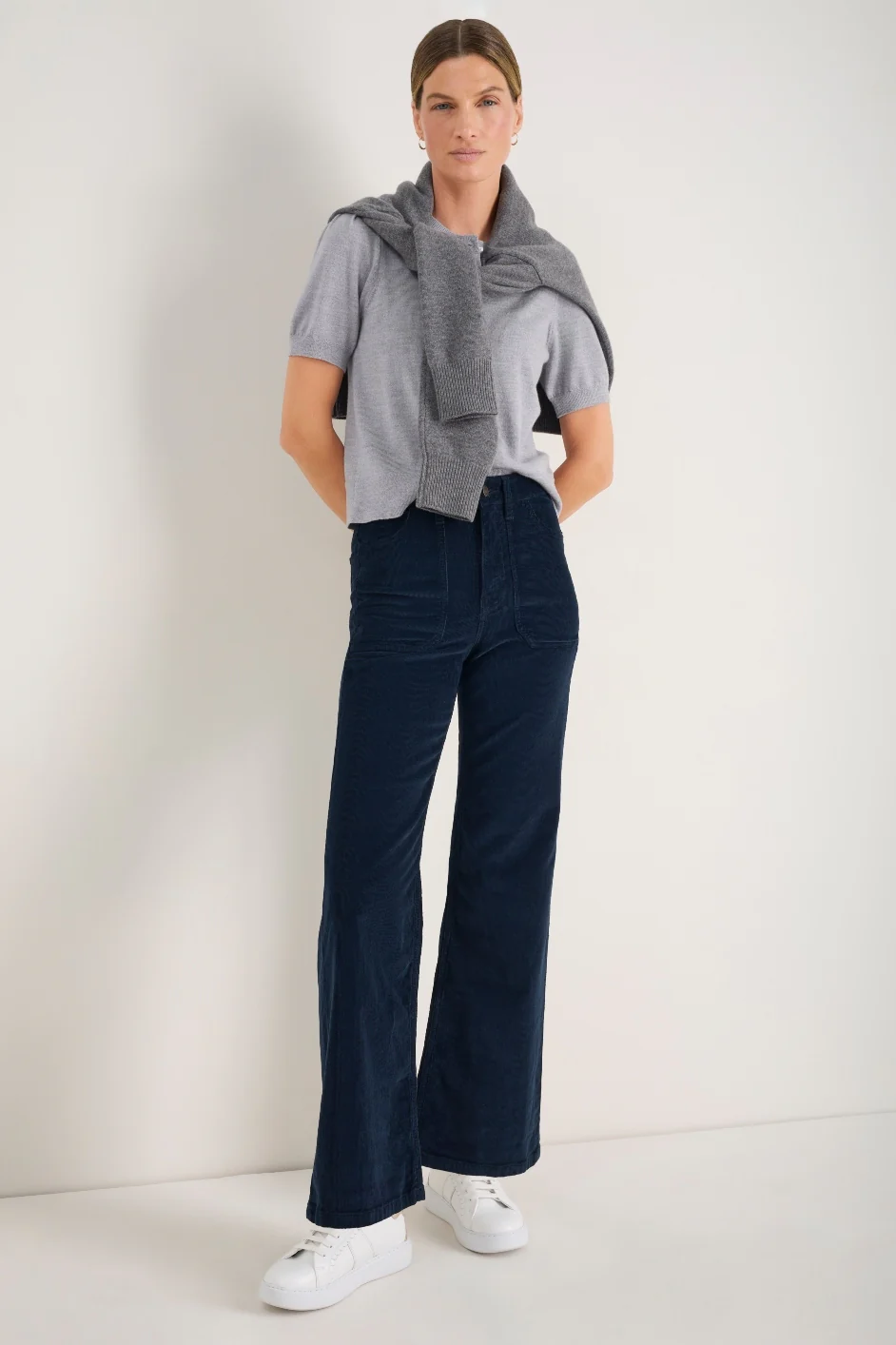 Flossie Carpenter Flare Cord Trouser - Midnight - Image 4